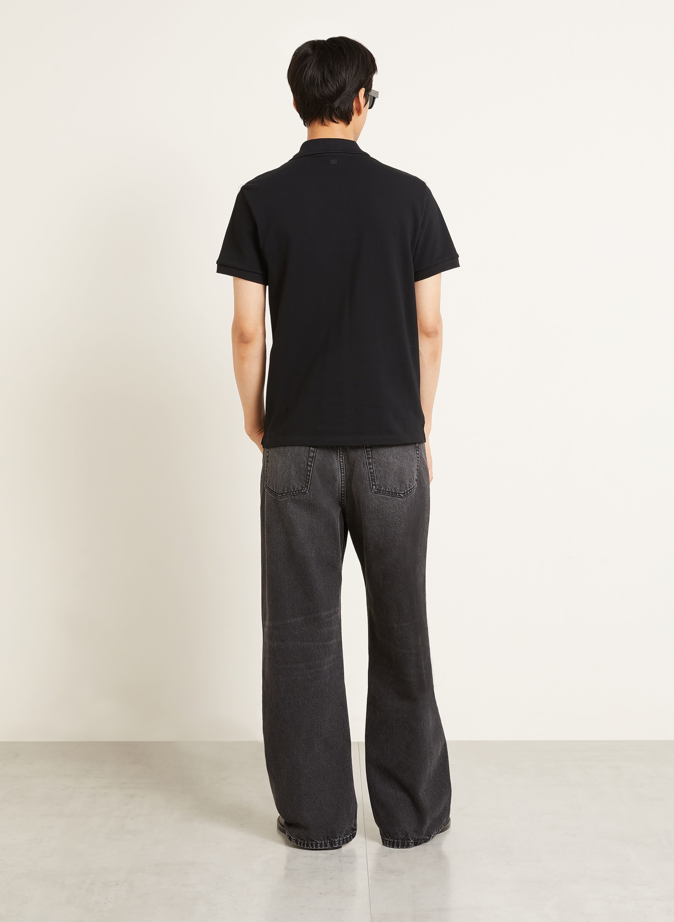 AMI PARIS Piqué poloshirt: ZWART