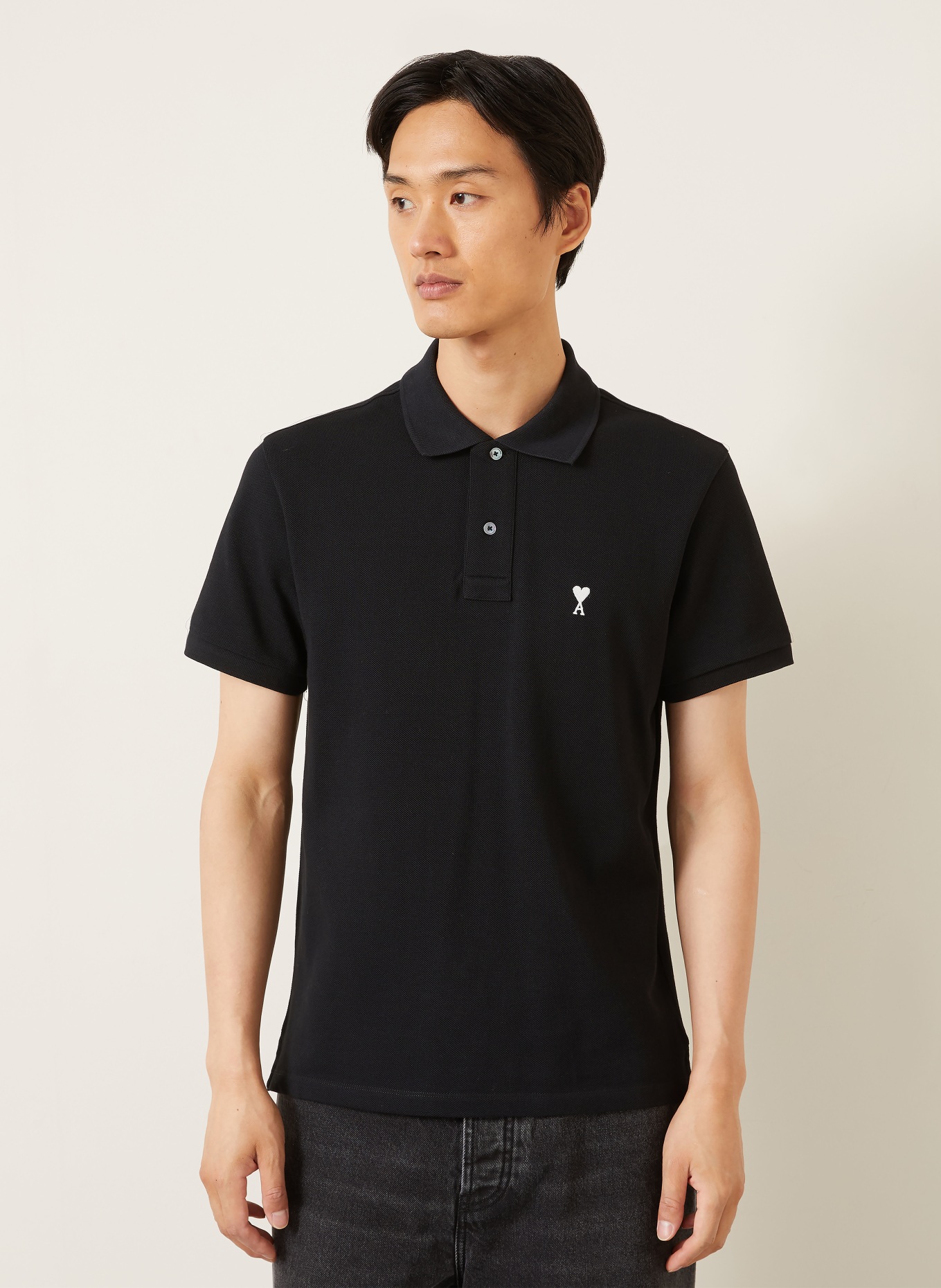 AMI PARIS Piqué poloshirt: ZWART