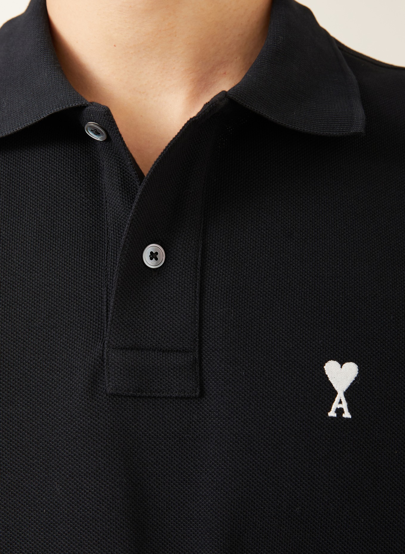 AMI PARIS Piqué poloshirt: ZWART