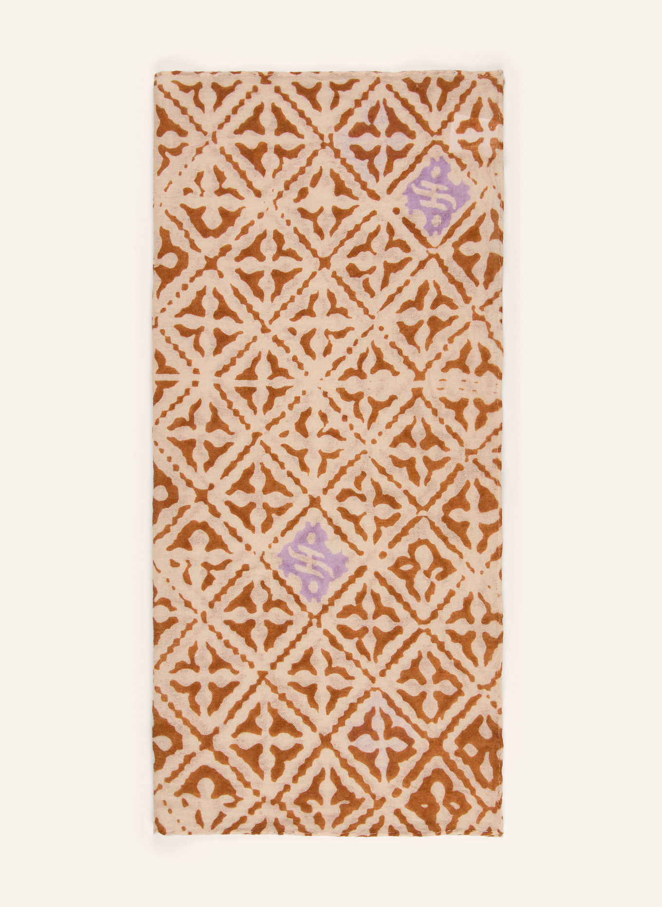 friendly hunting Cashmere-Tuch: CREME / COGNAC / HELLLILA