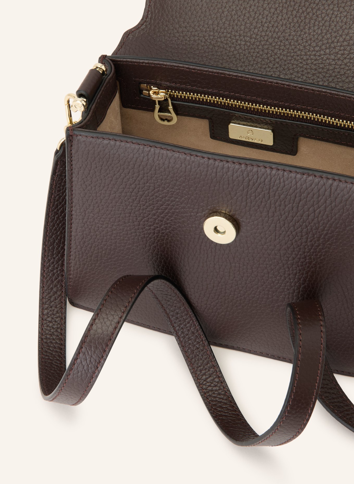 AIGNER DELIA MEDIUM handbag: DARK BROWN / GOLD