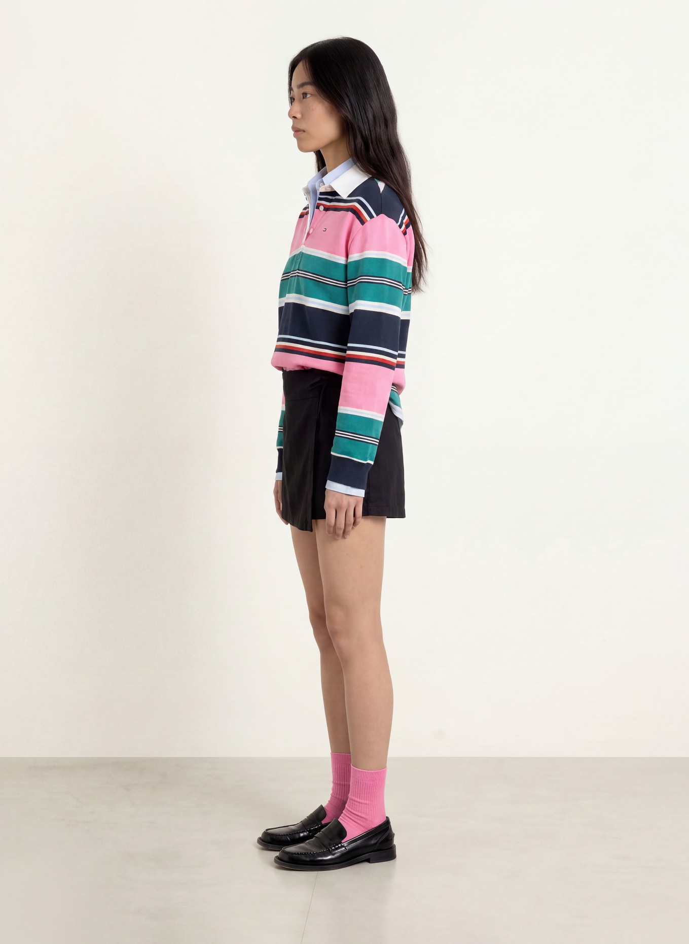TOMMY JEANS Linen skort: BLACK
