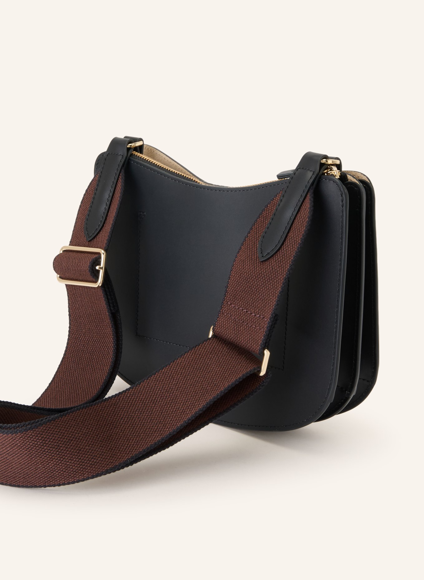 LONGCHAMP Umhängetasche EPURE: SCHWARZ / GOLD / DUNKELBRAUN