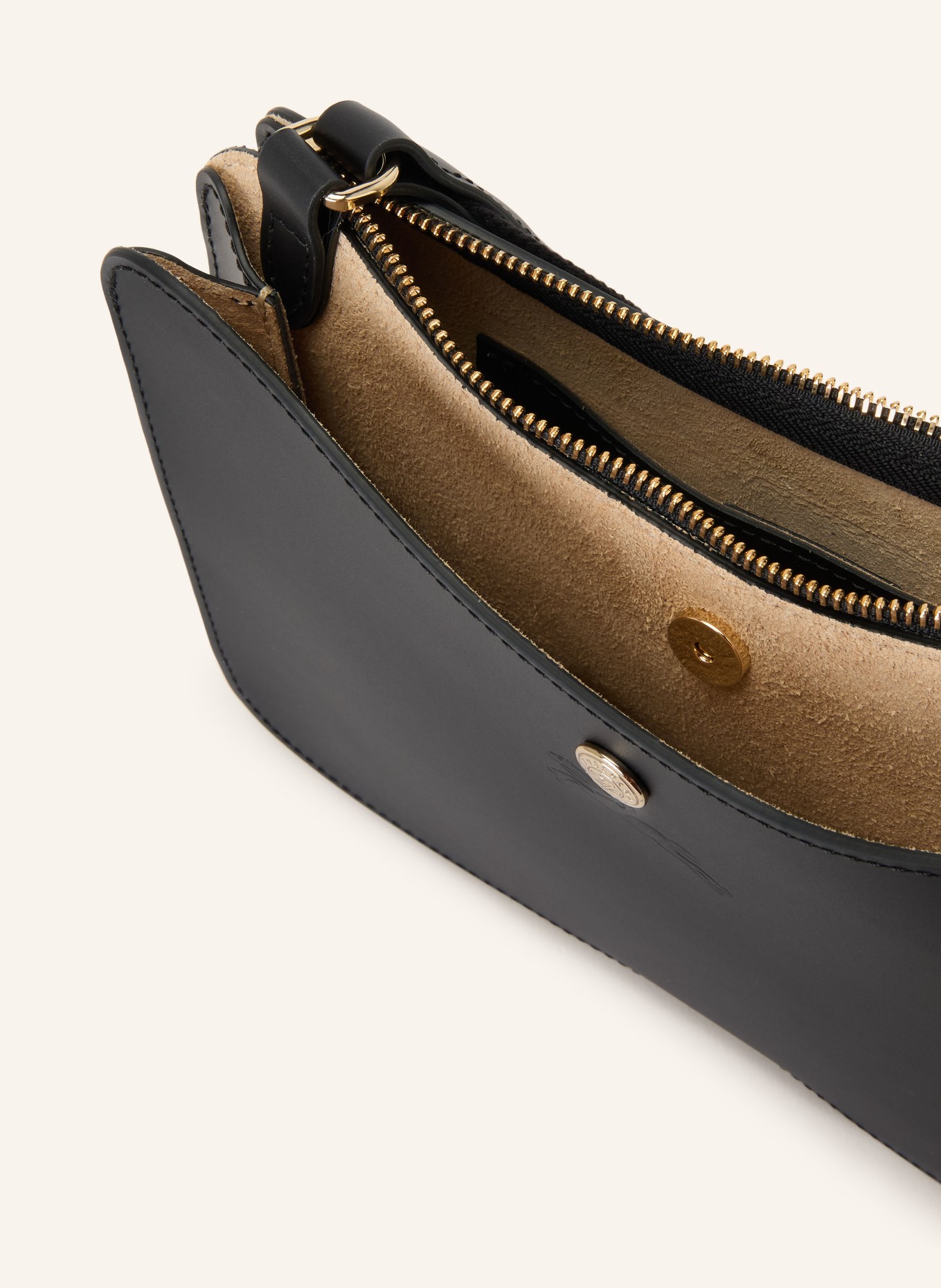 LONGCHAMP Umhängetasche EPURE: SCHWARZ / GOLD / DUNKELBRAUN