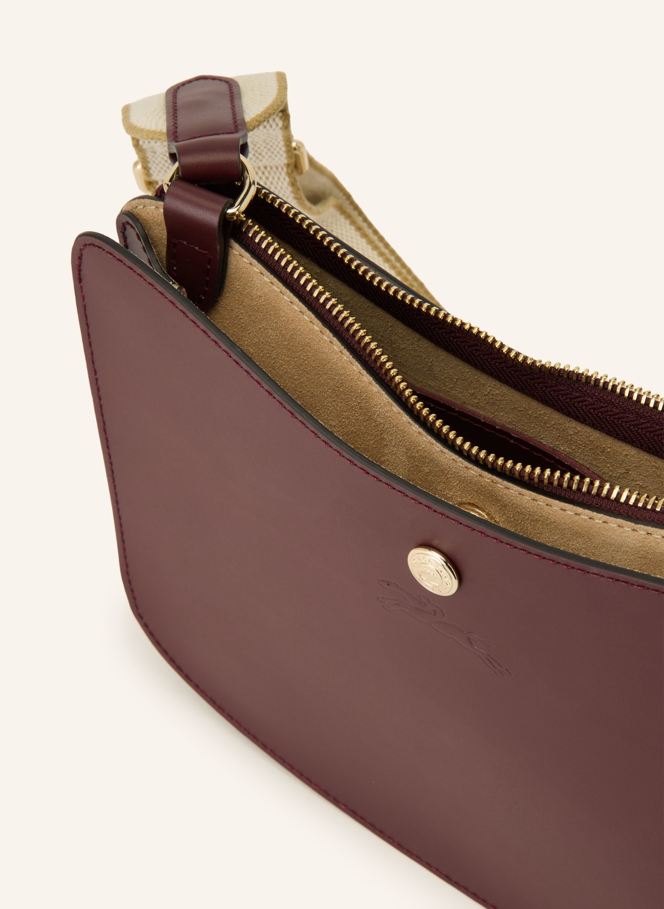 LONGCHAMP Umhängetasche EPURE: DUNKELROT / GOLD / CREME