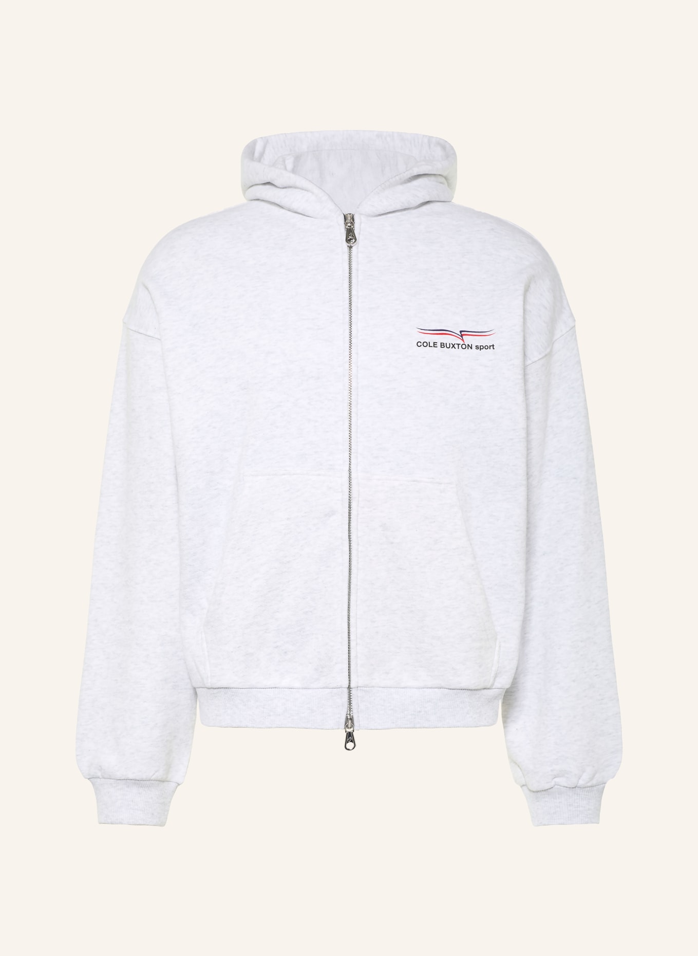 COLE BUXTON Sweat zippé CB SPORT: GRIS CLAIR / ROUGE / BLEU FONCÉ