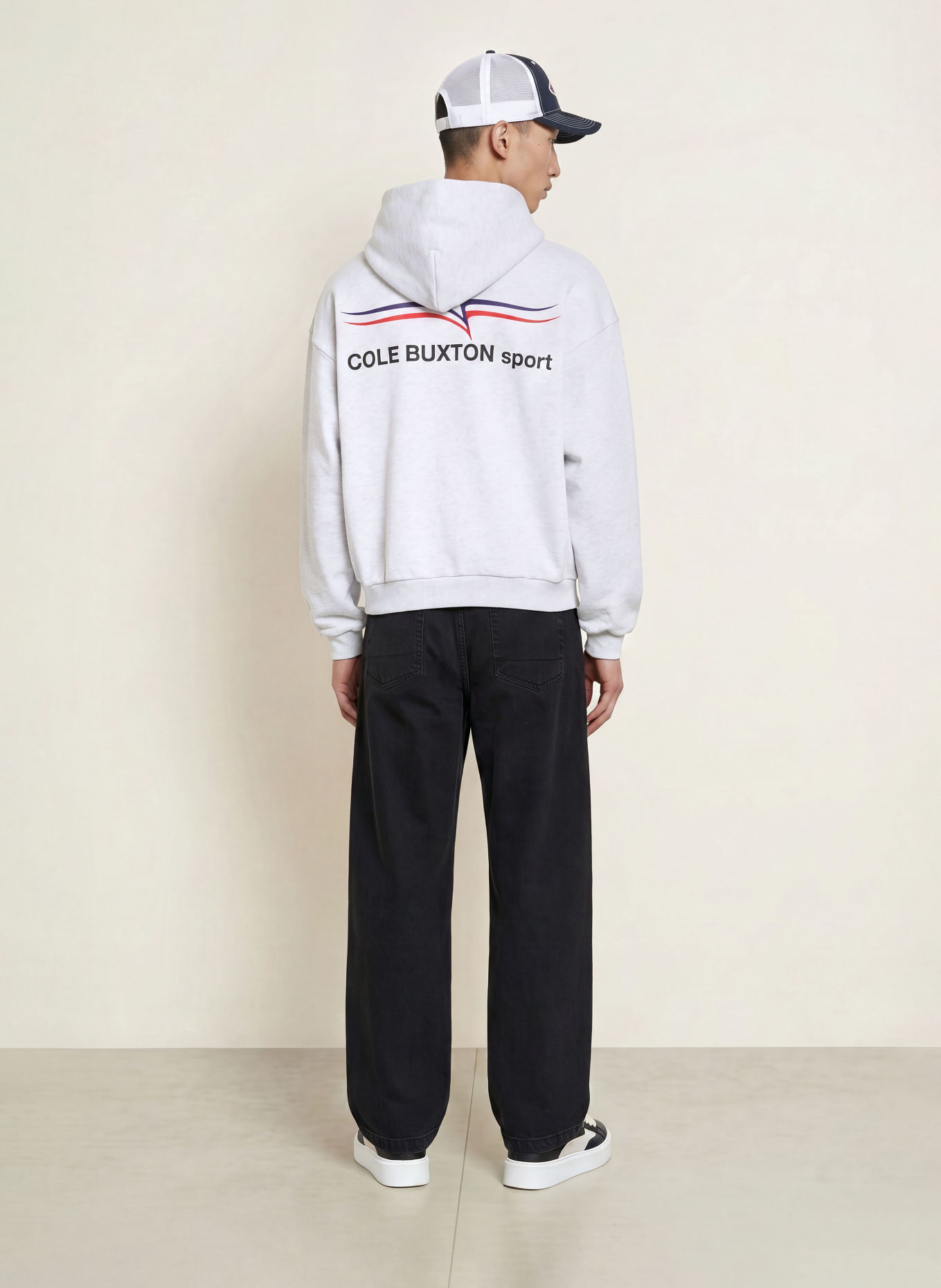 COLE BUXTON Sweat zippé CB SPORT: GRIS CLAIR / ROUGE / BLEU FONCÉ