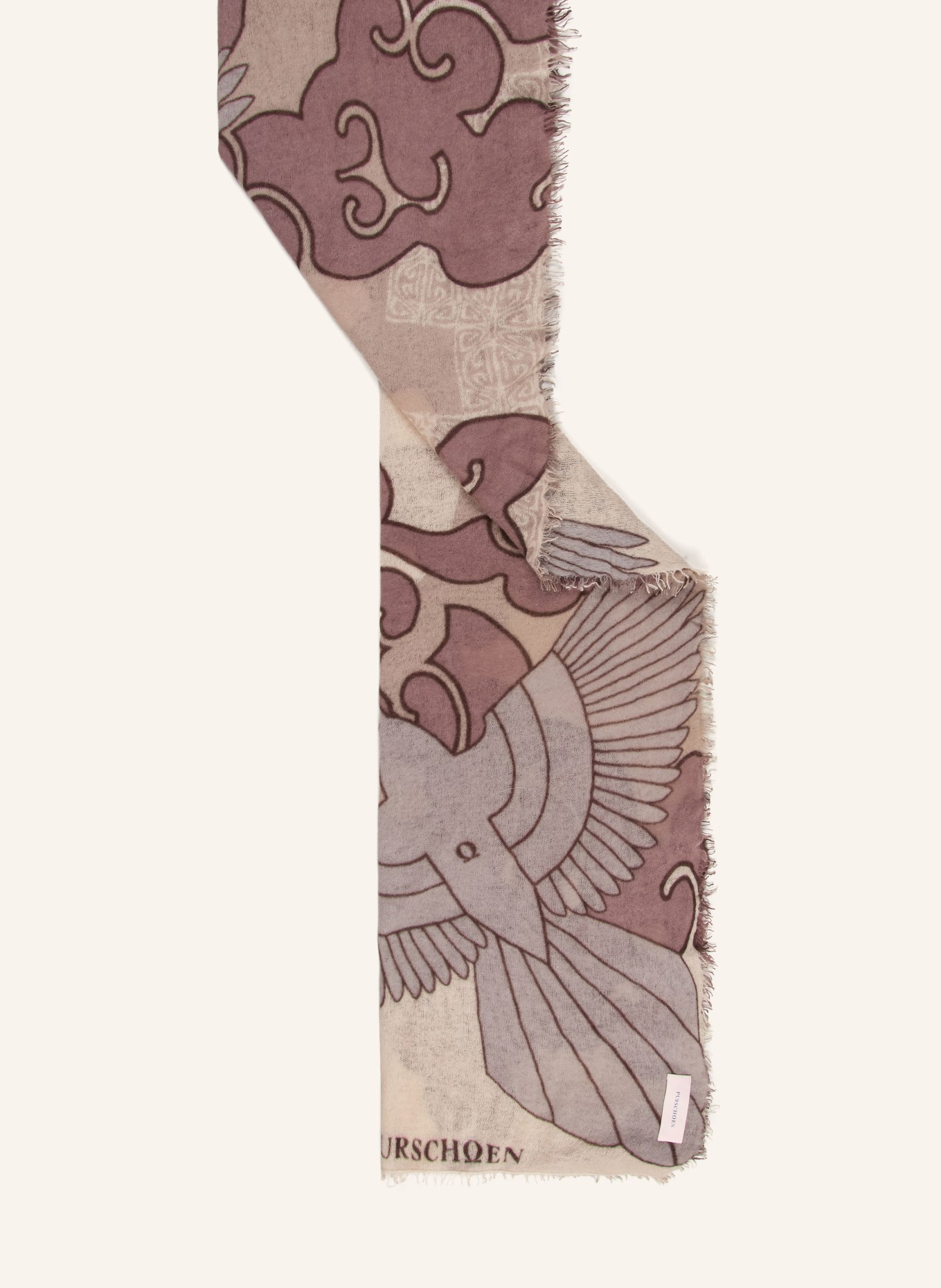 PURSCHOEN Cashmere scarf HIMMELSFLUG: TAUPE / LIGHT BROWN / DUSKY PINK