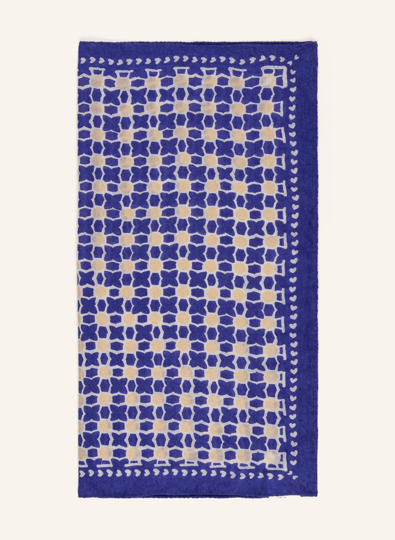PURSCHOEN Cashmere-Tuch: BLAU / BEIGE / CREME
