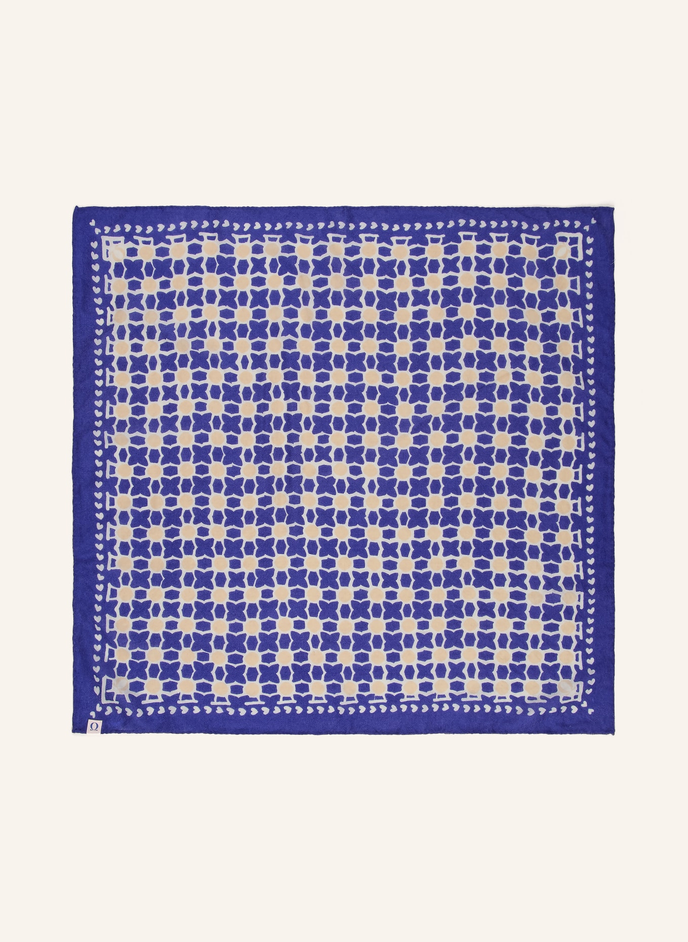 PURSCHOEN Cashmere-Tuch: BLAU / BEIGE / CREME