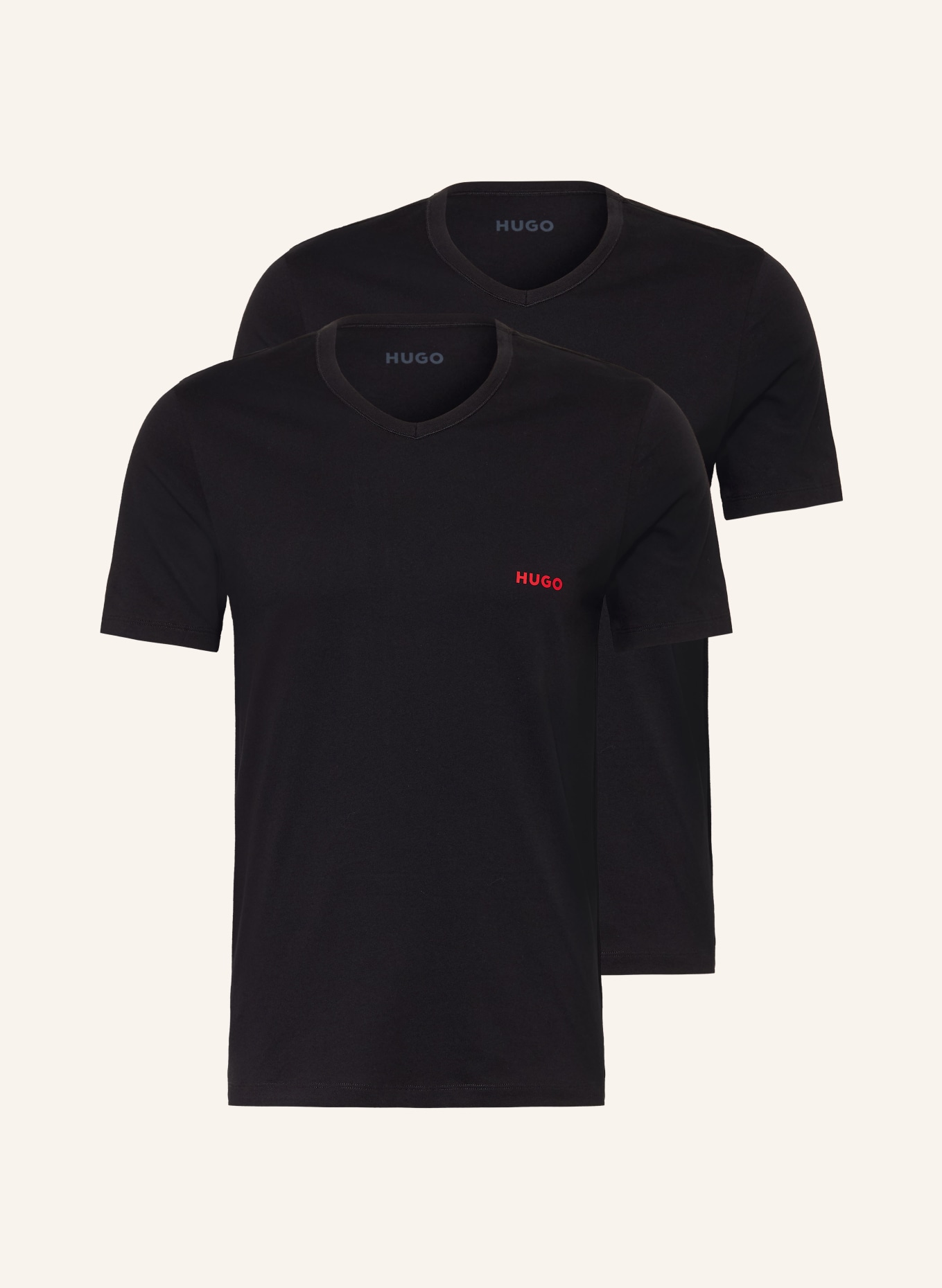 HUGO 3-pack of V-neck shirts: BLACK