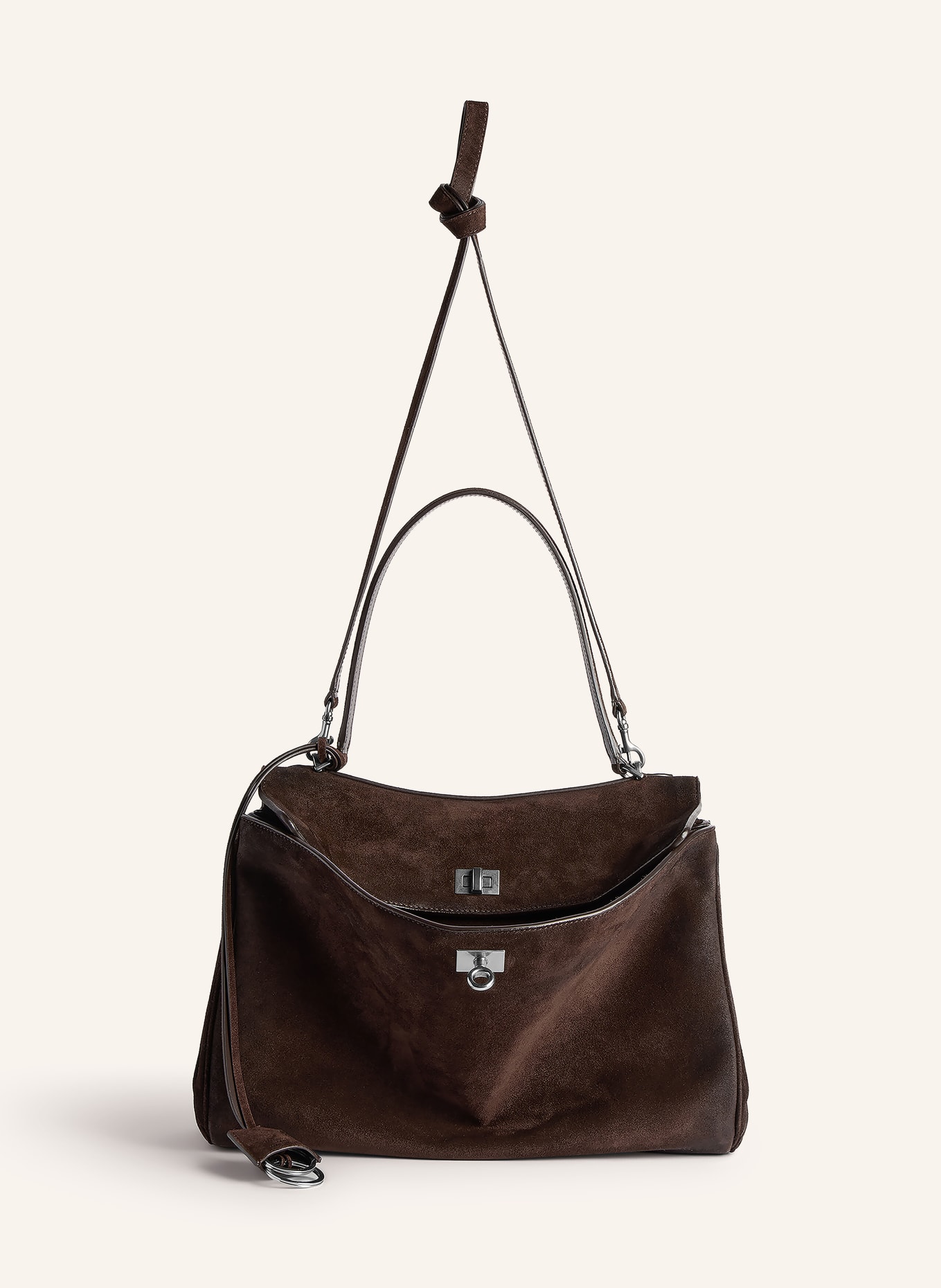 BALENCIAGA Handtasche: DUNKELBRAUN / SILBER