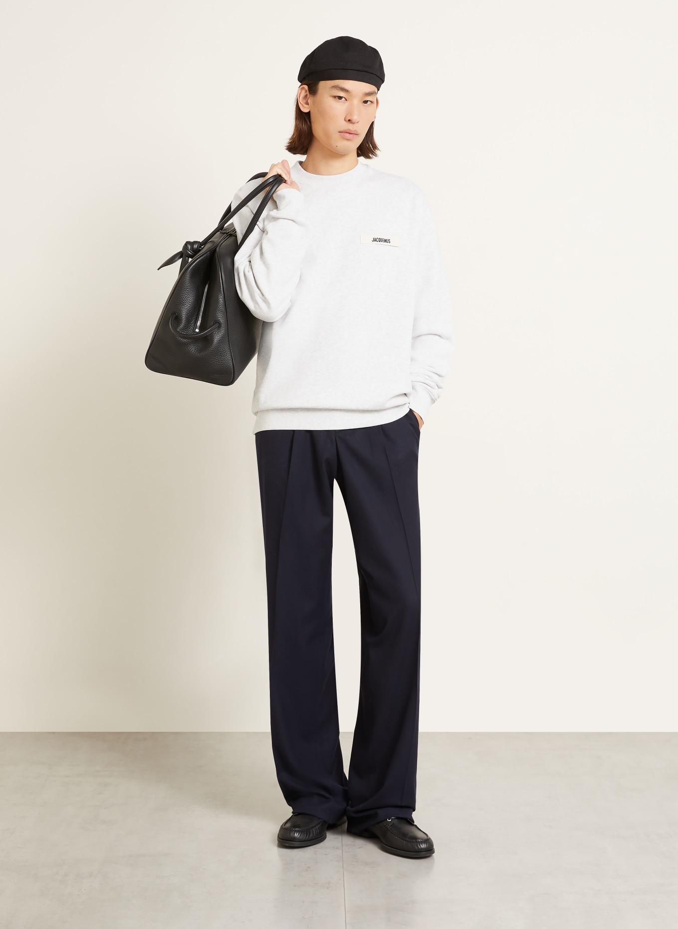 JACQUEMUS Sweat-shirt LE SWEATSHIRT GROS GRAIN: GRIS CLAIR / NOIR