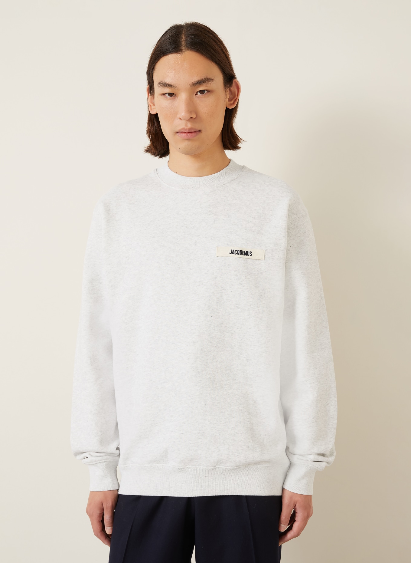 JACQUEMUS Sweat-shirt LE SWEATSHIRT GROS GRAIN: GRIS CLAIR / NOIR