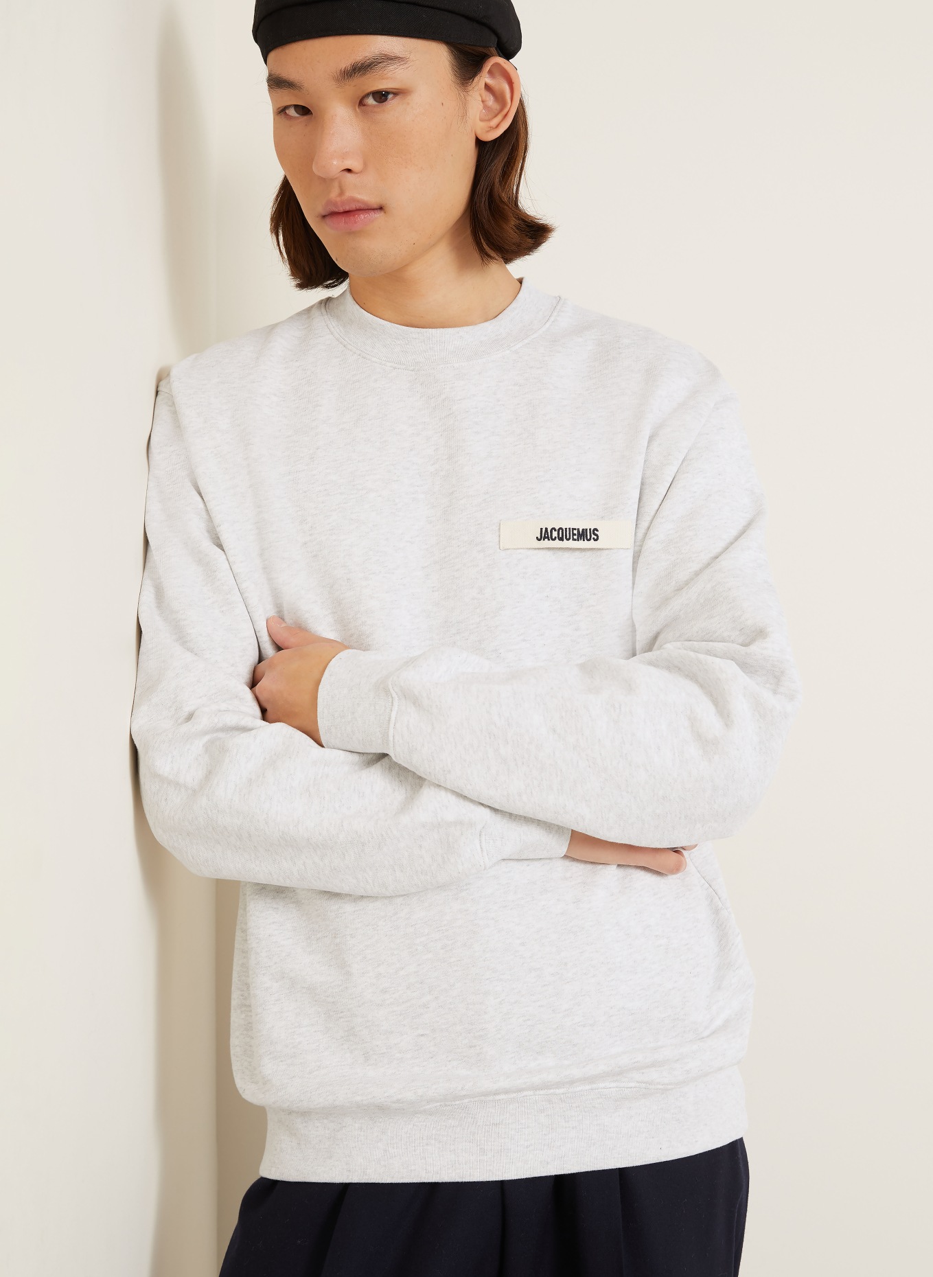 JACQUEMUS Sweat-shirt LE SWEATSHIRT GROS GRAIN: GRIS CLAIR / NOIR