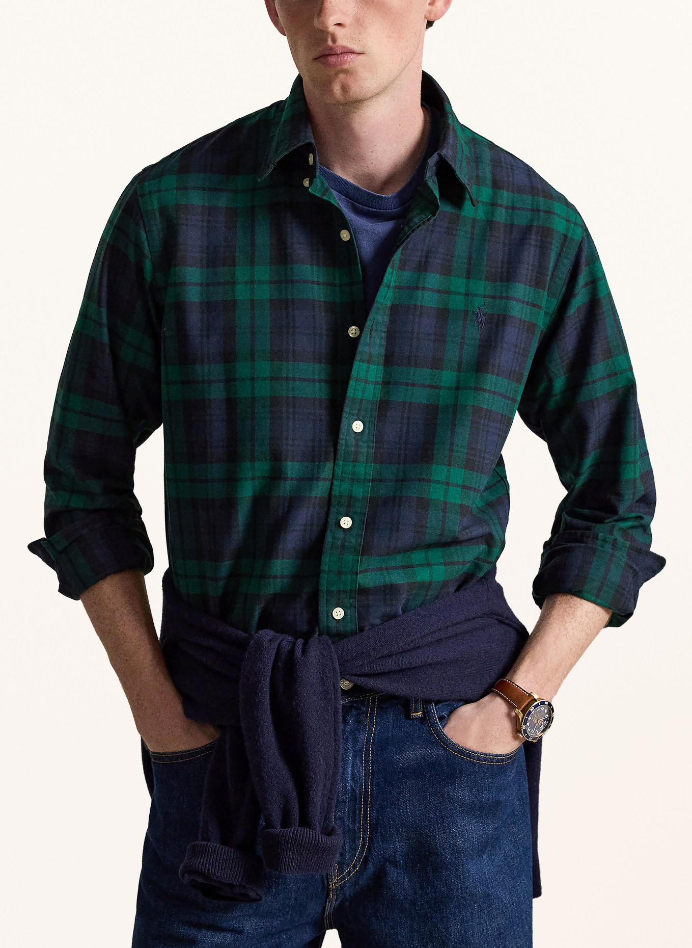 POLO RALPH LAUREN Hemd Custom Fit: DUNKELBLAU / GRÜN / SCHWARZ