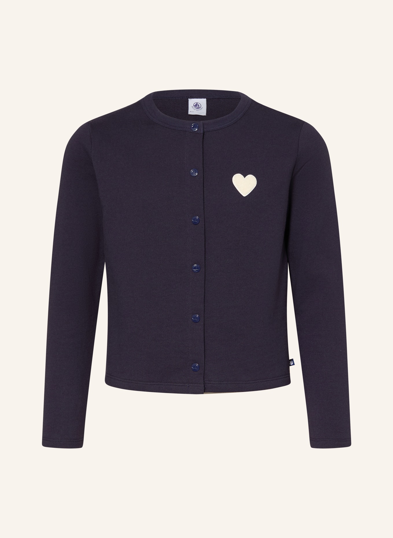 PETIT BATEAU Sweatjacke: DUNKELBLAU / ECRU