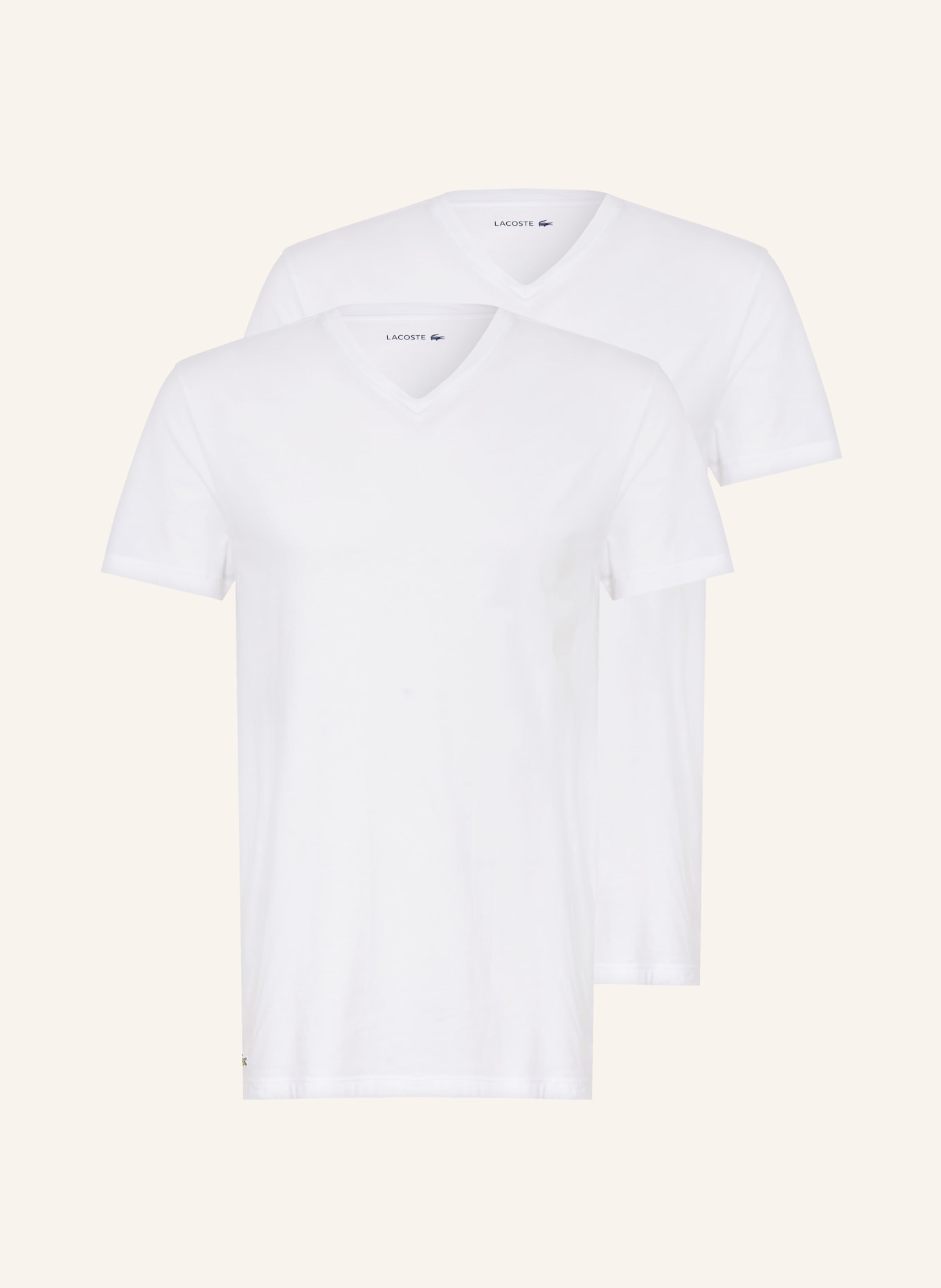 LACOSTE 2-Pack V-Neck Undershirts: WHITE