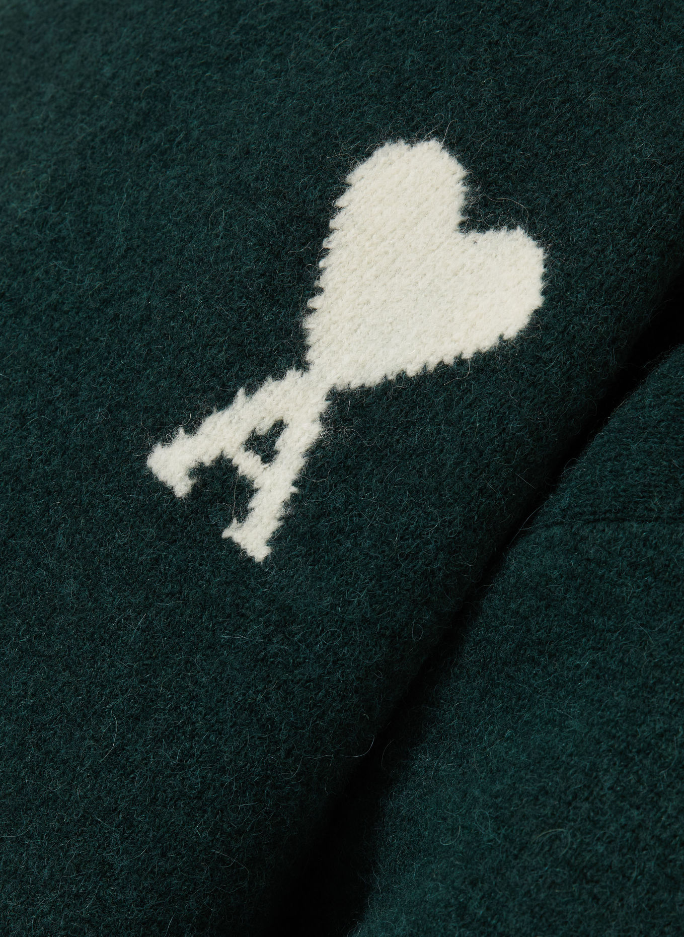 AMI PARIS Pullover mit Alpaka: DUNKELGRÜN / WEISS
