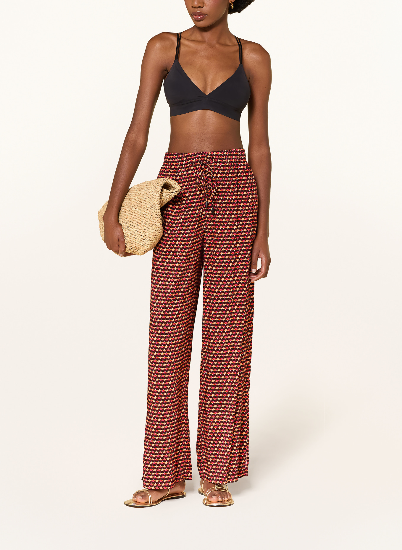 JETS Australia COCO GEO Trousers: DARK RED / PINK / ORANGE