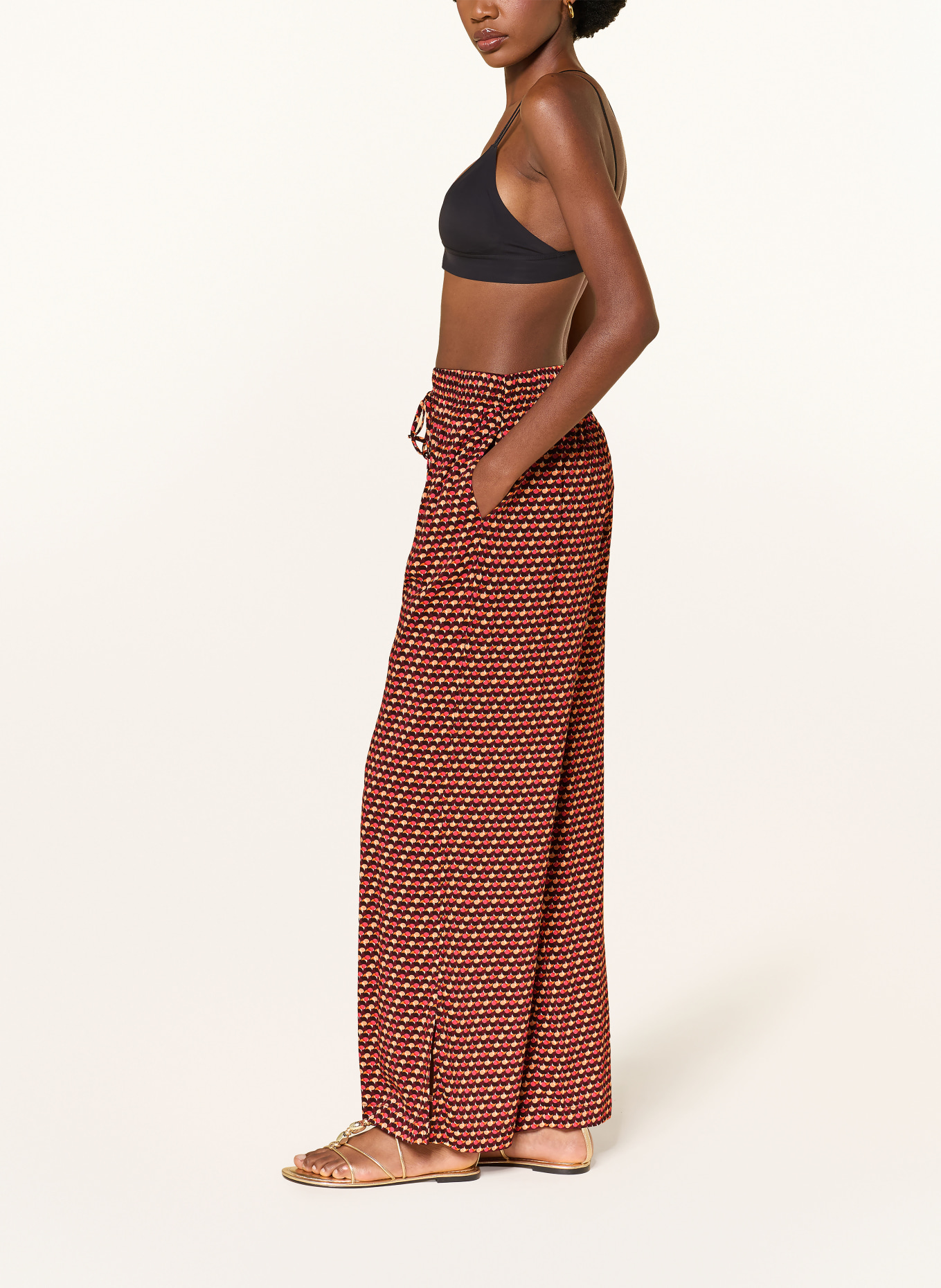 JETS Australia COCO GEO Trousers: DARK RED / PINK / ORANGE