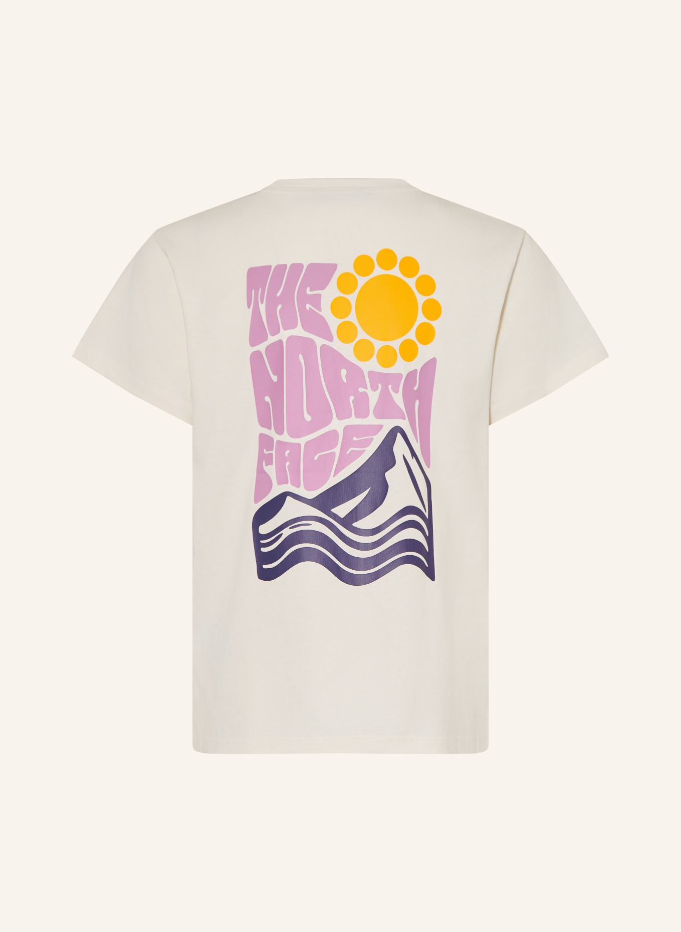 THE NORTH FACE T-shirt: ECRU / PURPLE
