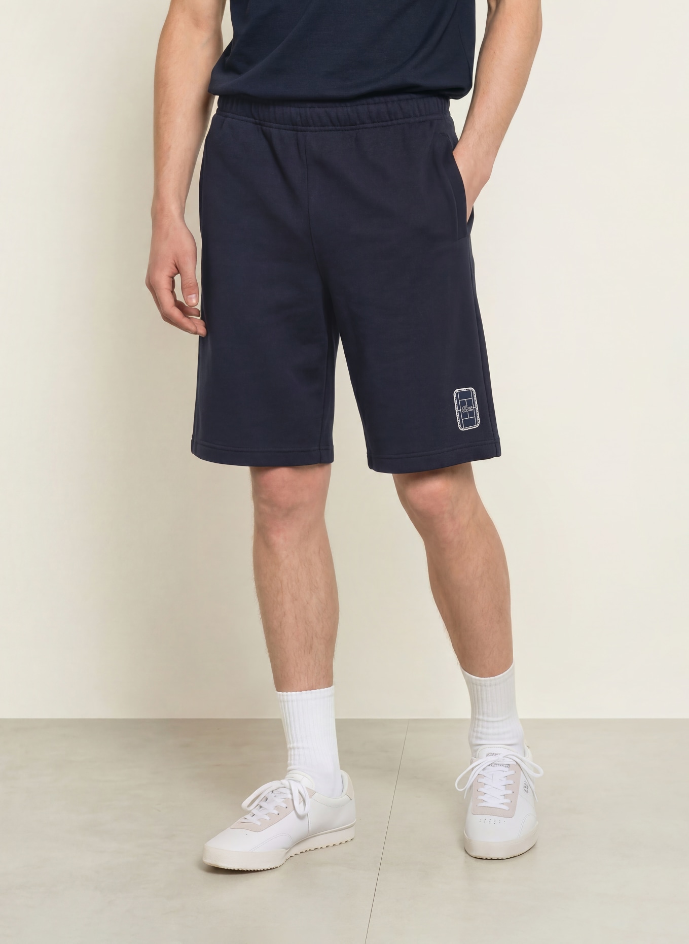 LACOSTE Short en piqué, coupe décontractée: BLEU FONCÉ