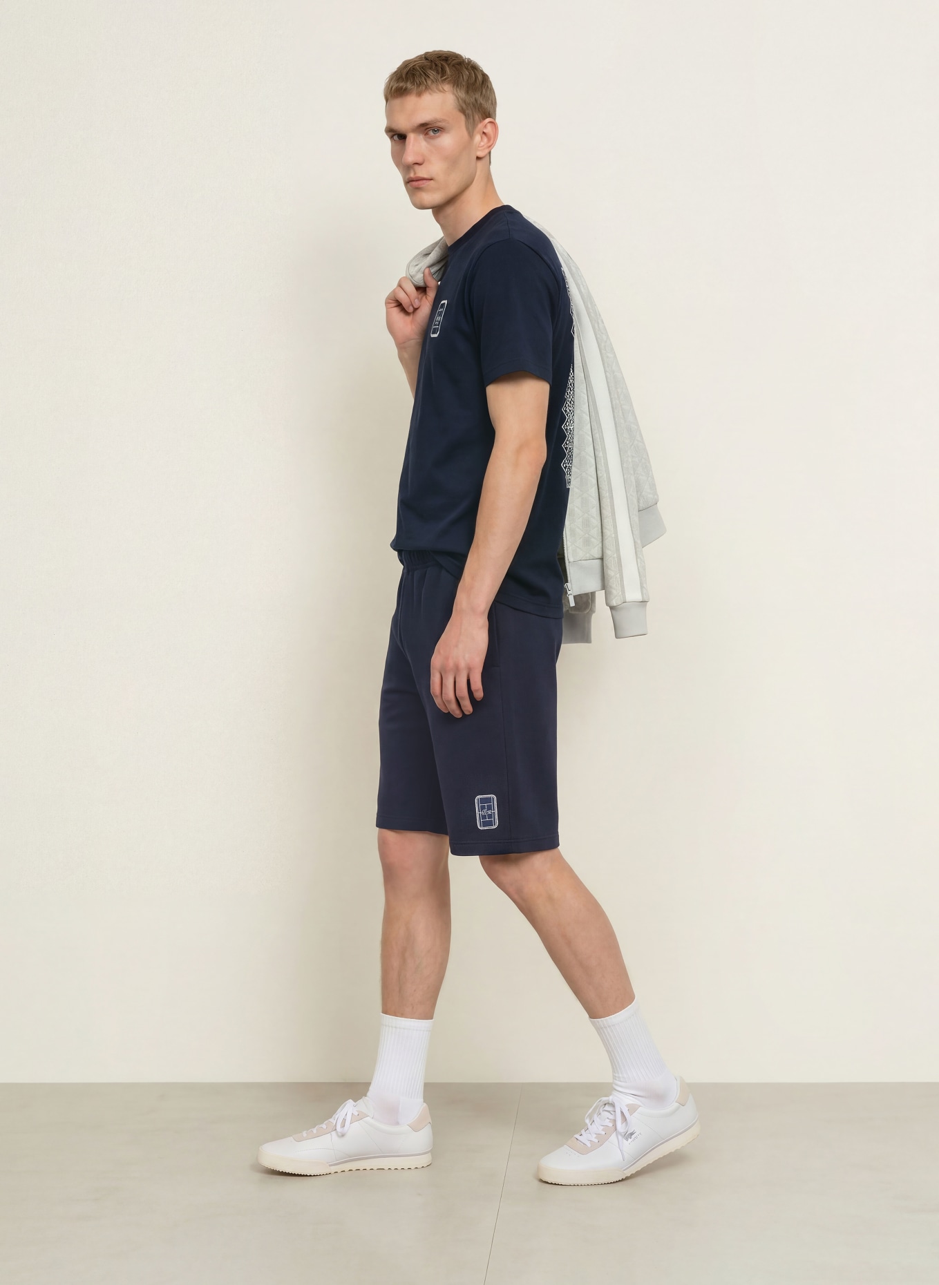 LACOSTE Short en piqué, coupe décontractée: BLEU FONCÉ
