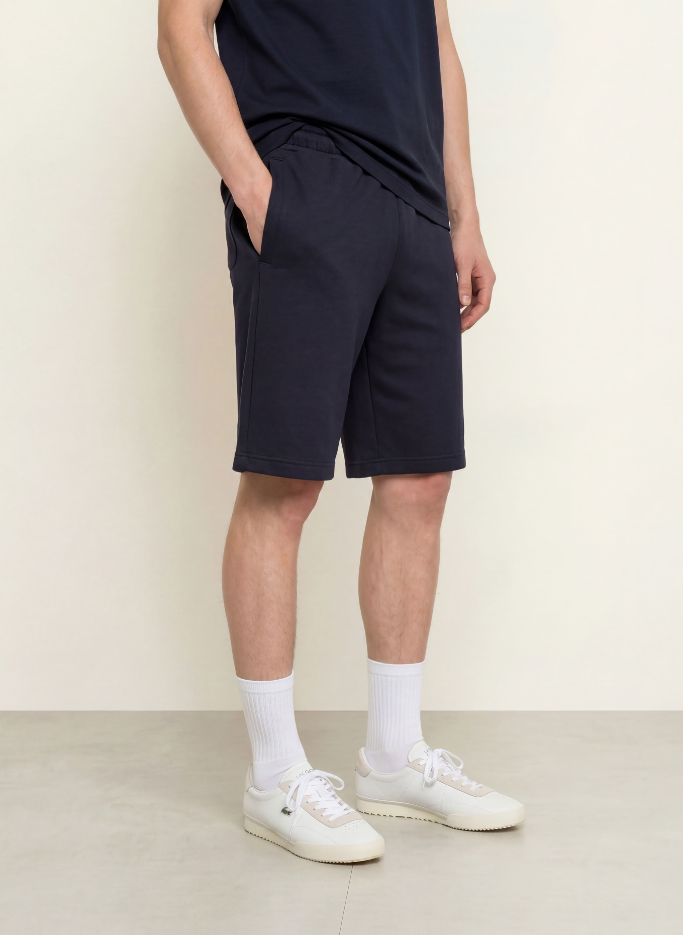 LACOSTE Short en piqué, coupe décontractée: BLEU FONCÉ
