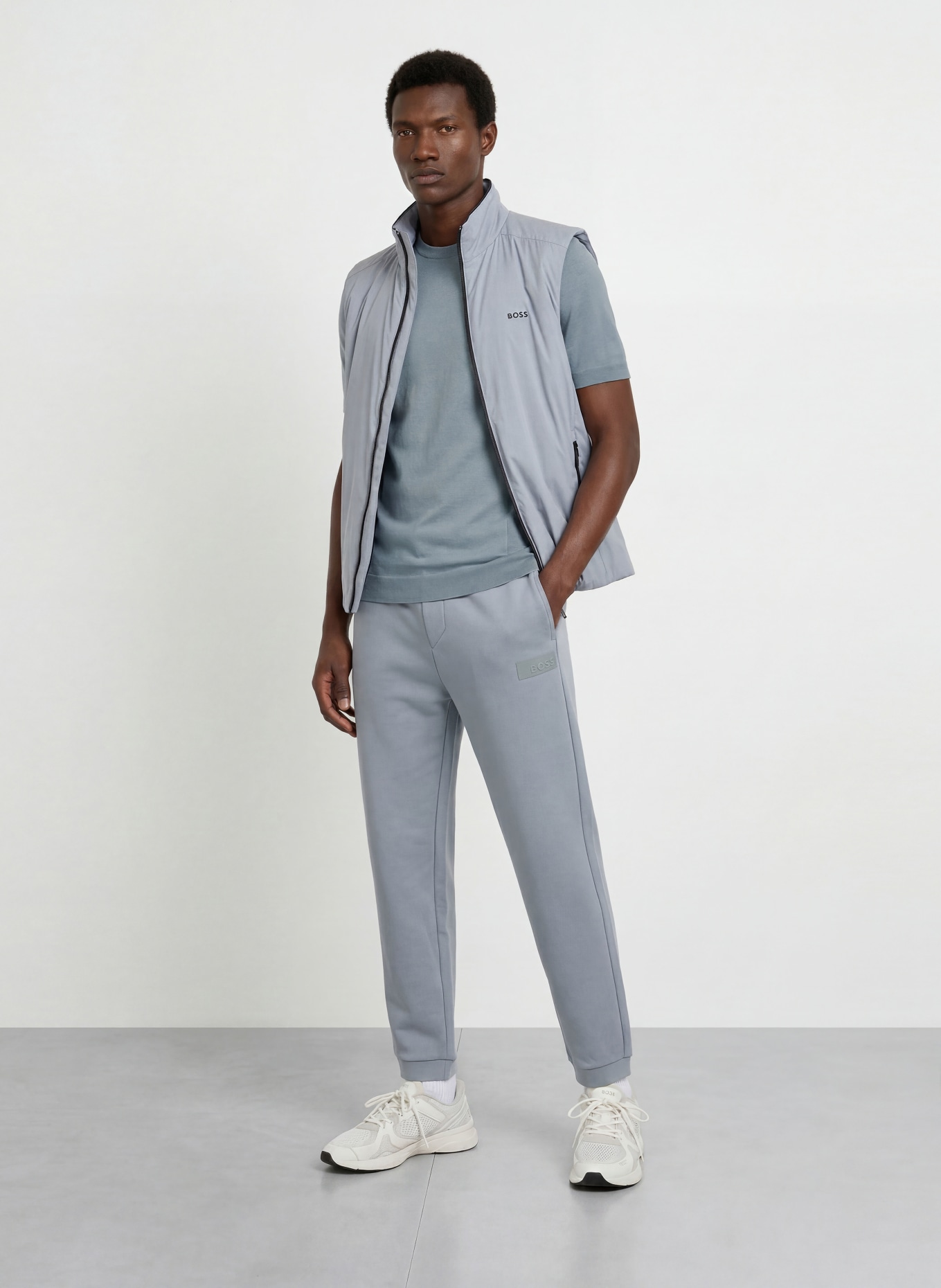 BOSS Strickshirt MOMENTUM-LITE: DUNKELGRAU