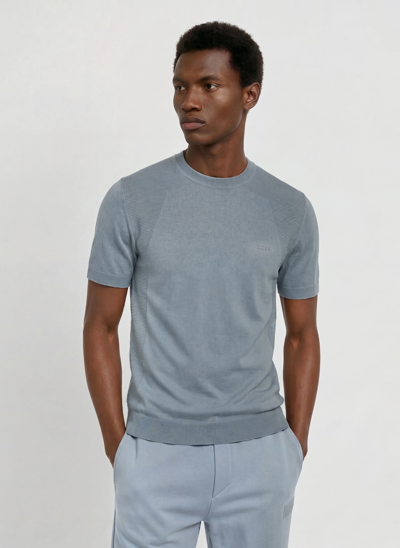 BOSS Strickshirt MOMENTUM-LITE: DUNKELGRAU