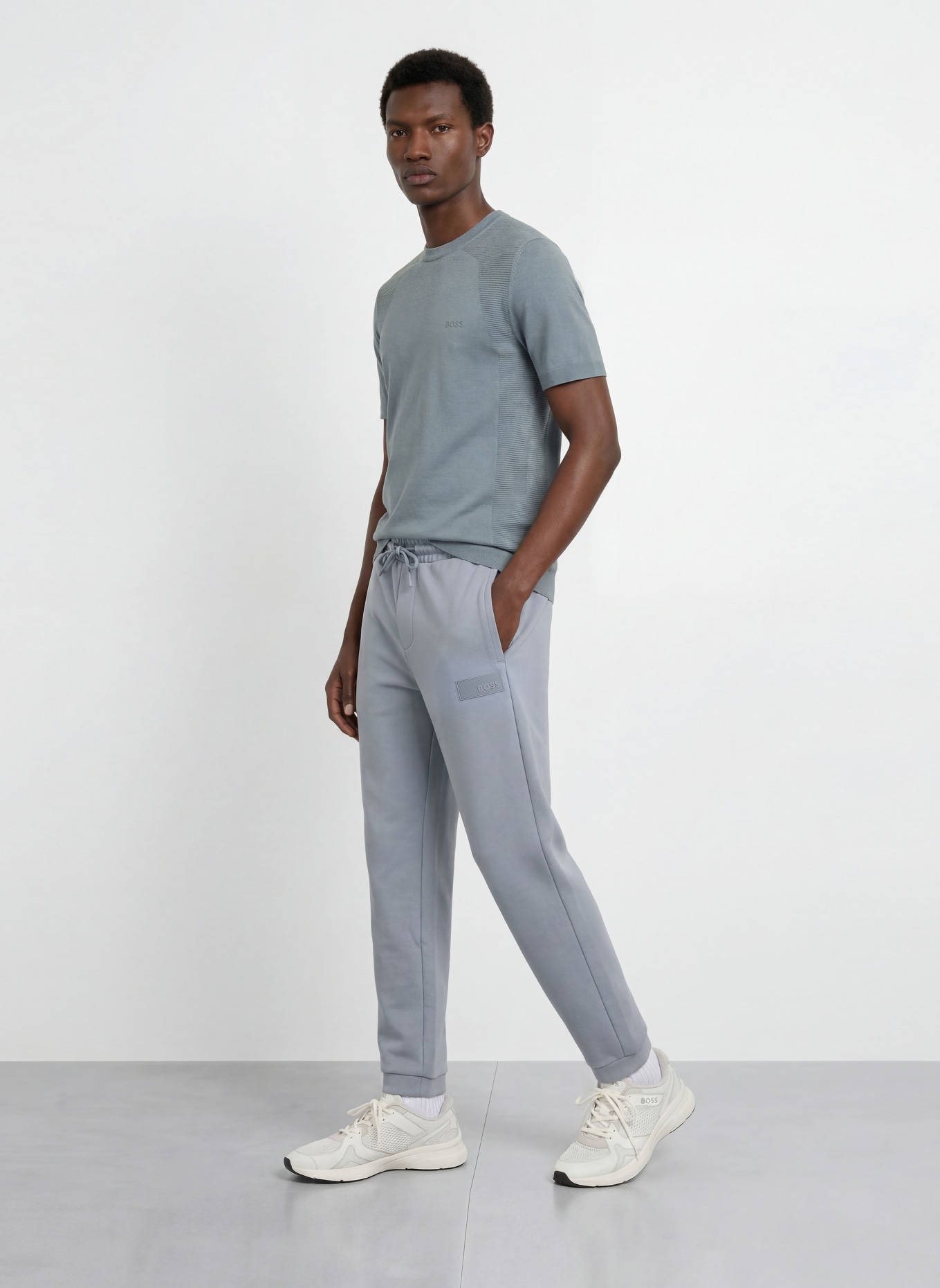 BOSS Strickshirt MOMENTUM-LITE: DUNKELGRAU