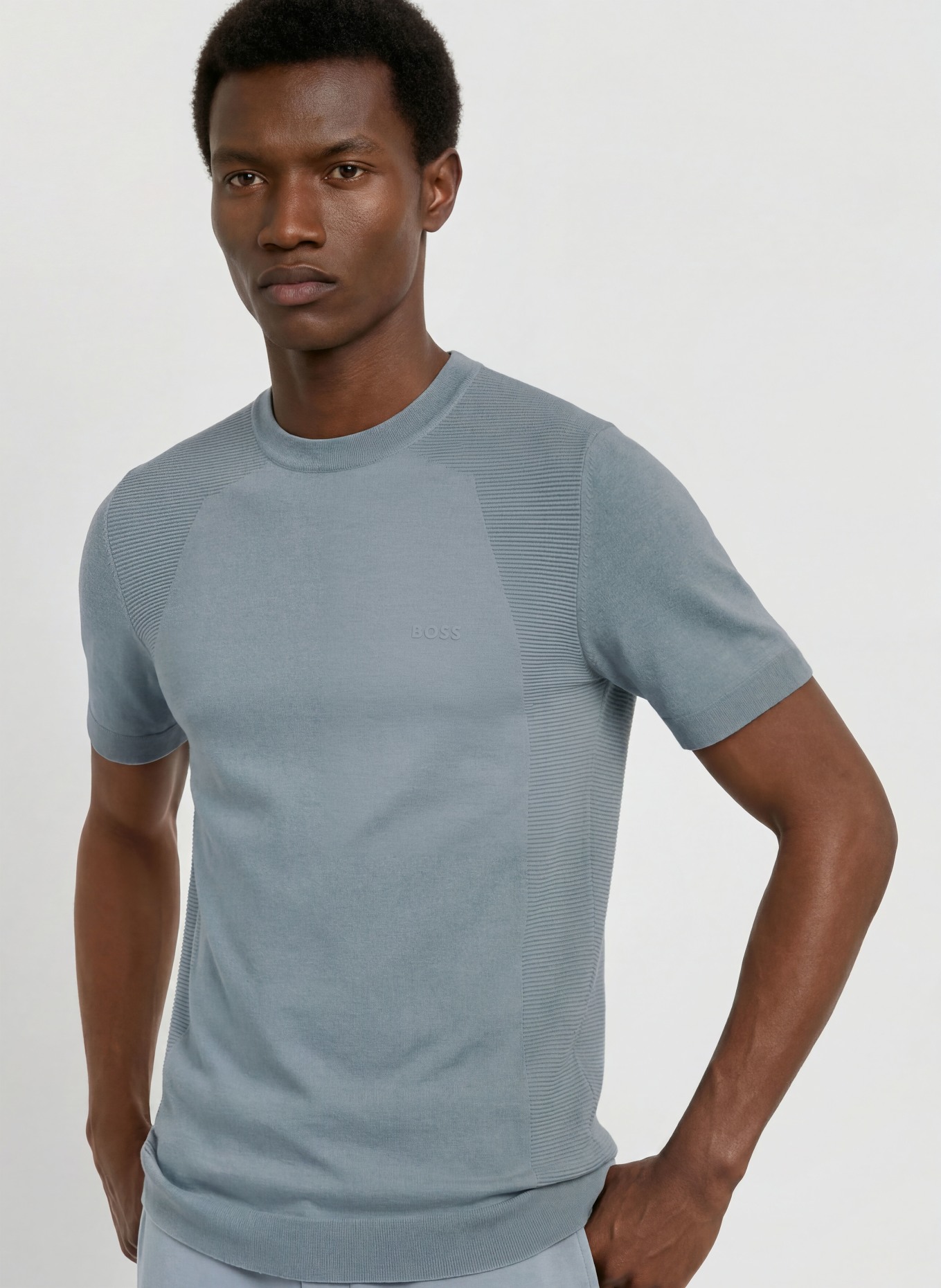 BOSS Strickshirt MOMENTUM-LITE: DUNKELGRAU