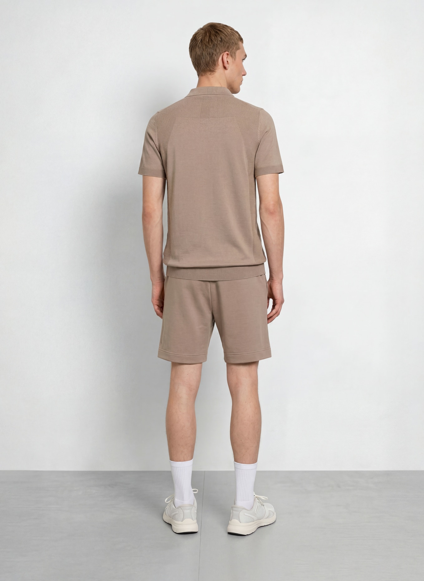 BOSS Stickad pikétröja MOMENTUM LITE Regular Fit: KHAKI