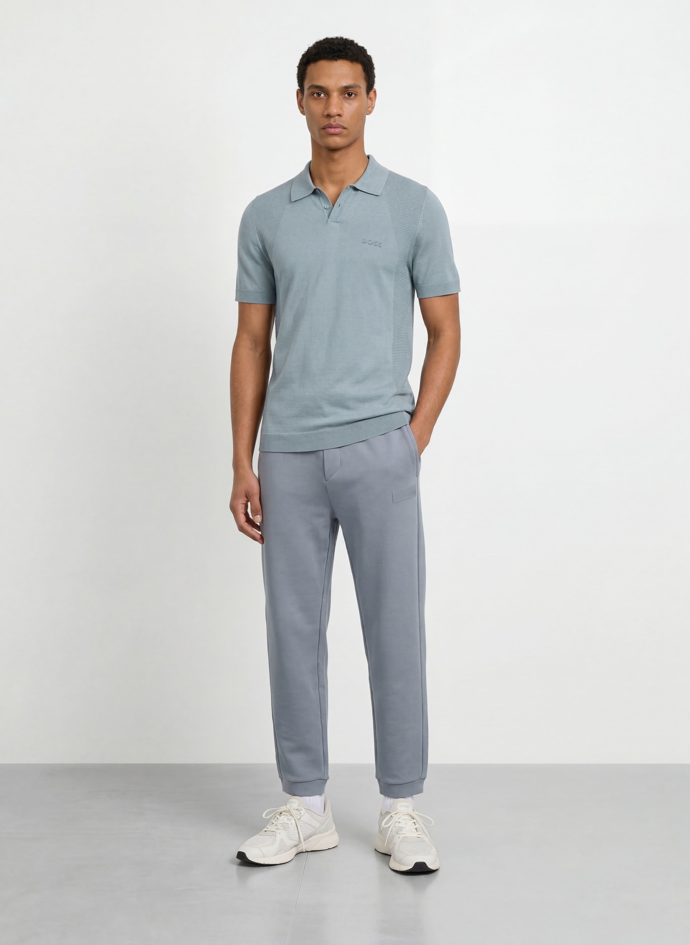BOSS MOMENTUM LITE Knit Polo Shirt Regular Fit: GRAY