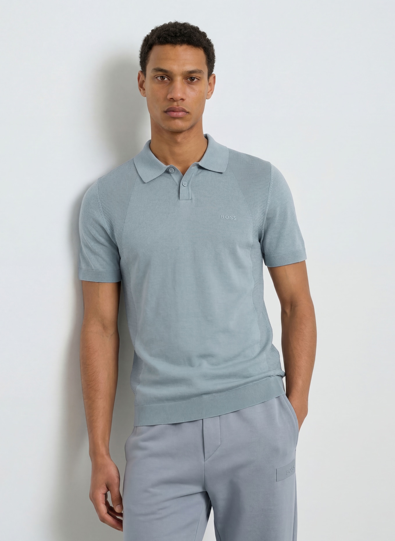 BOSS MOMENTUM LITE Knit Polo Shirt Regular Fit: GRAY