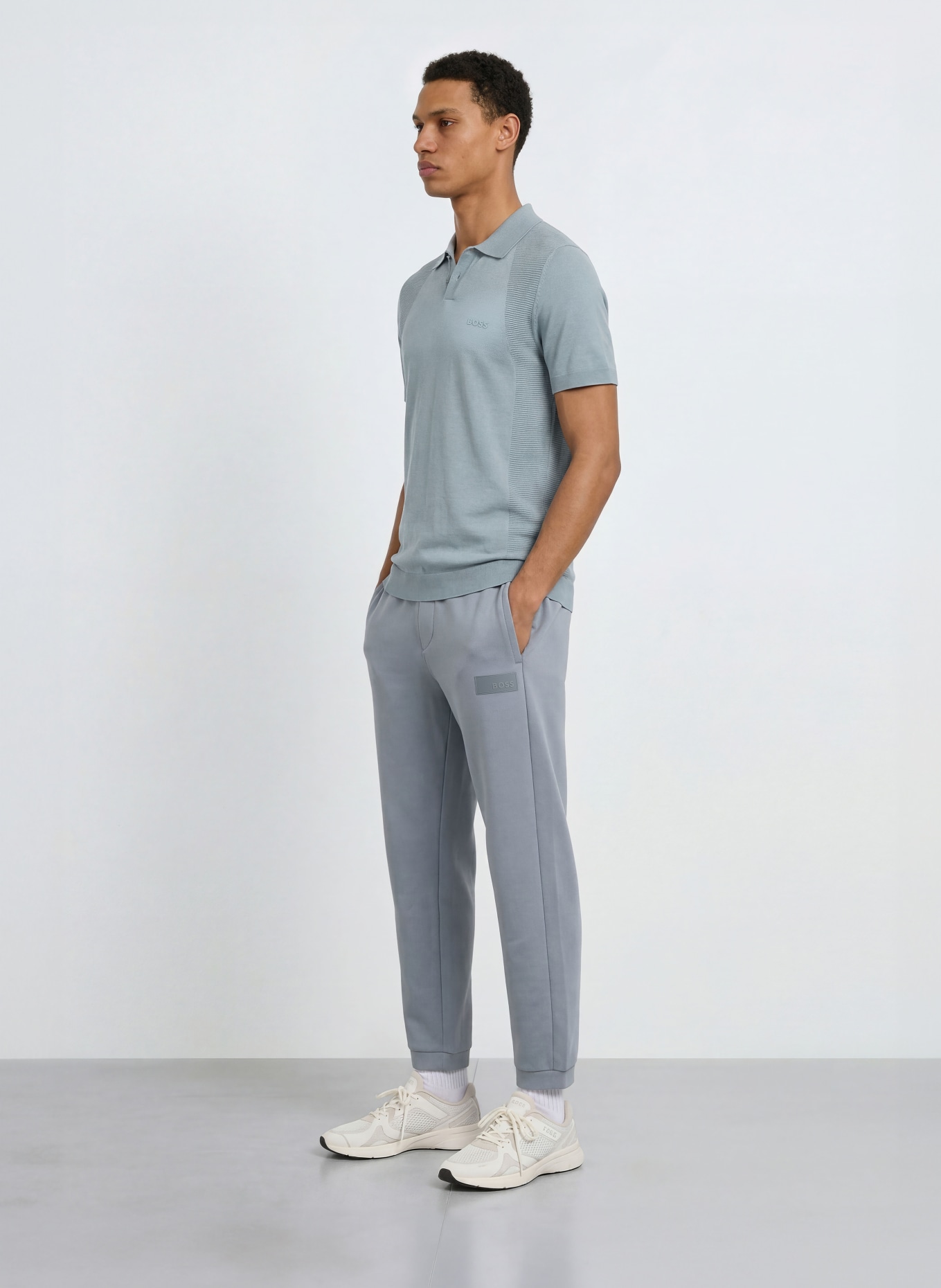 BOSS MOMENTUM LITE Knit Polo Shirt Regular Fit: GRAY