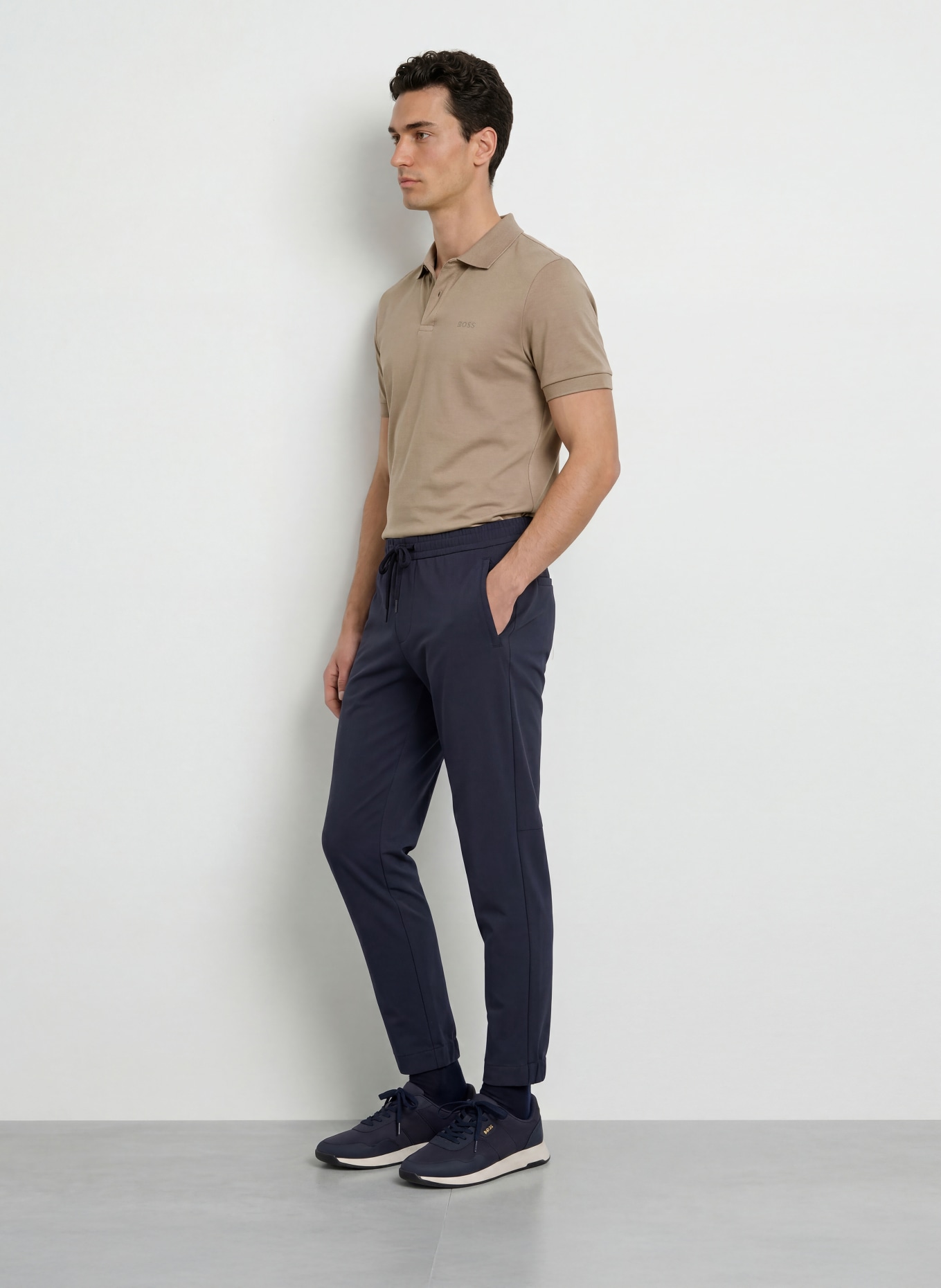 BOSS Tricou polo din jersey PIO: KAKI