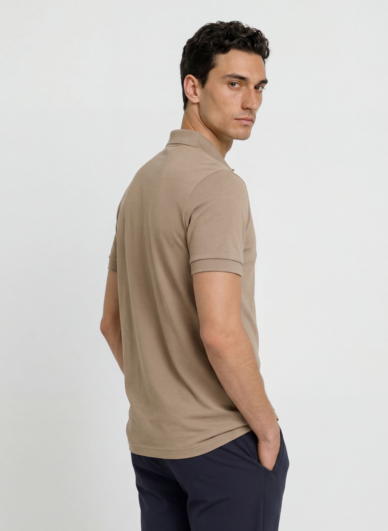 BOSS Tricou polo din jersey PIO: KAKI