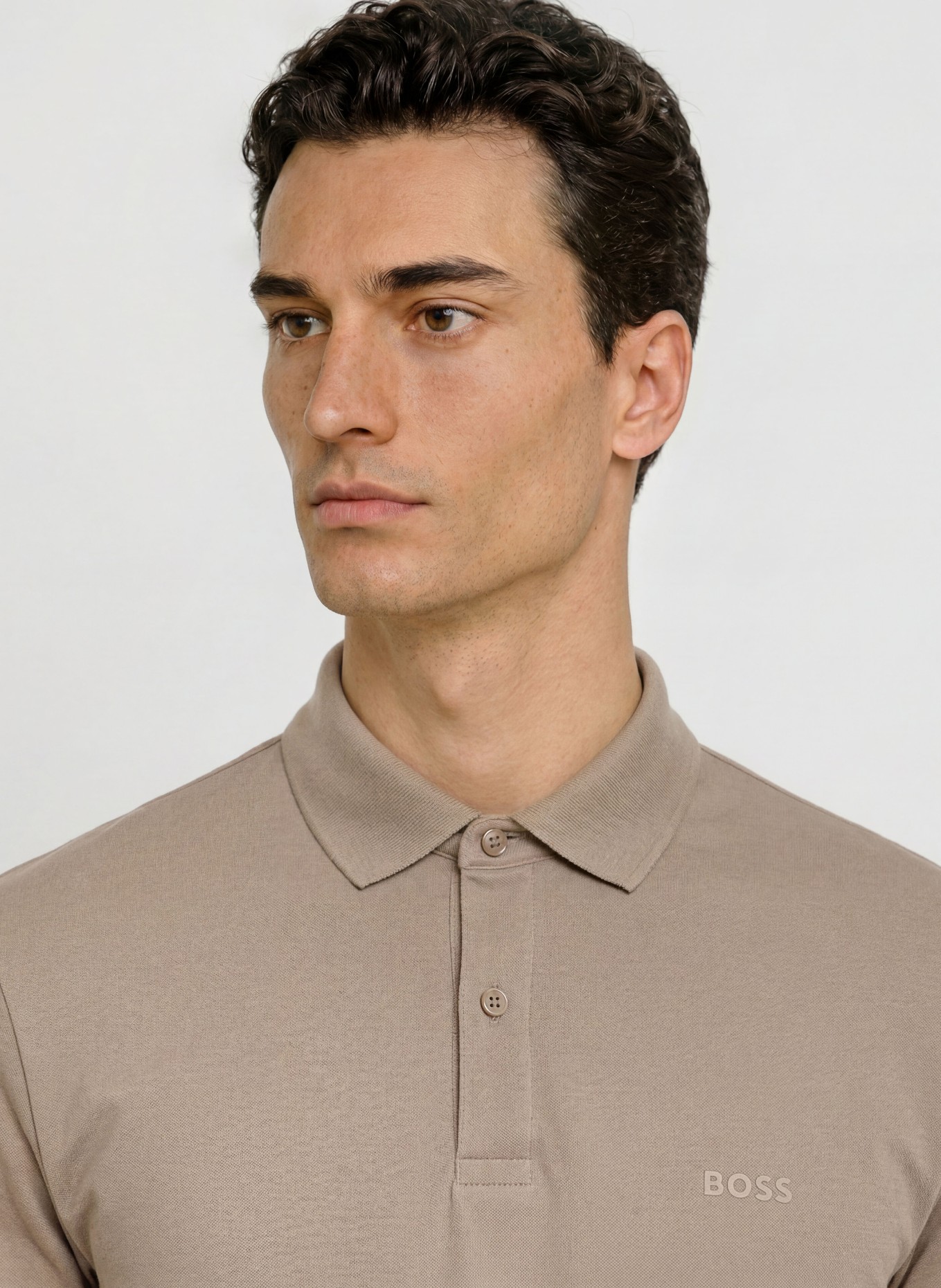 BOSS Tricou polo din jersey PIO: KAKI