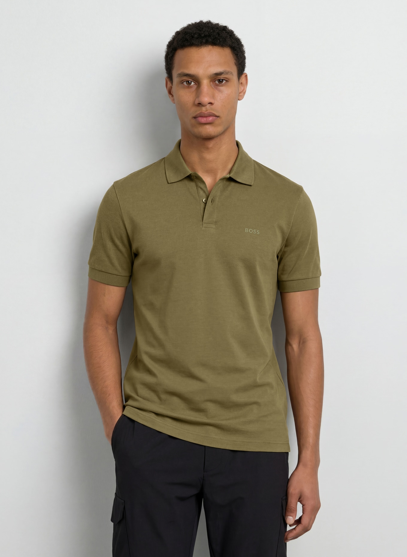 BOSS Tricou polo din jersey PIO: VERDE