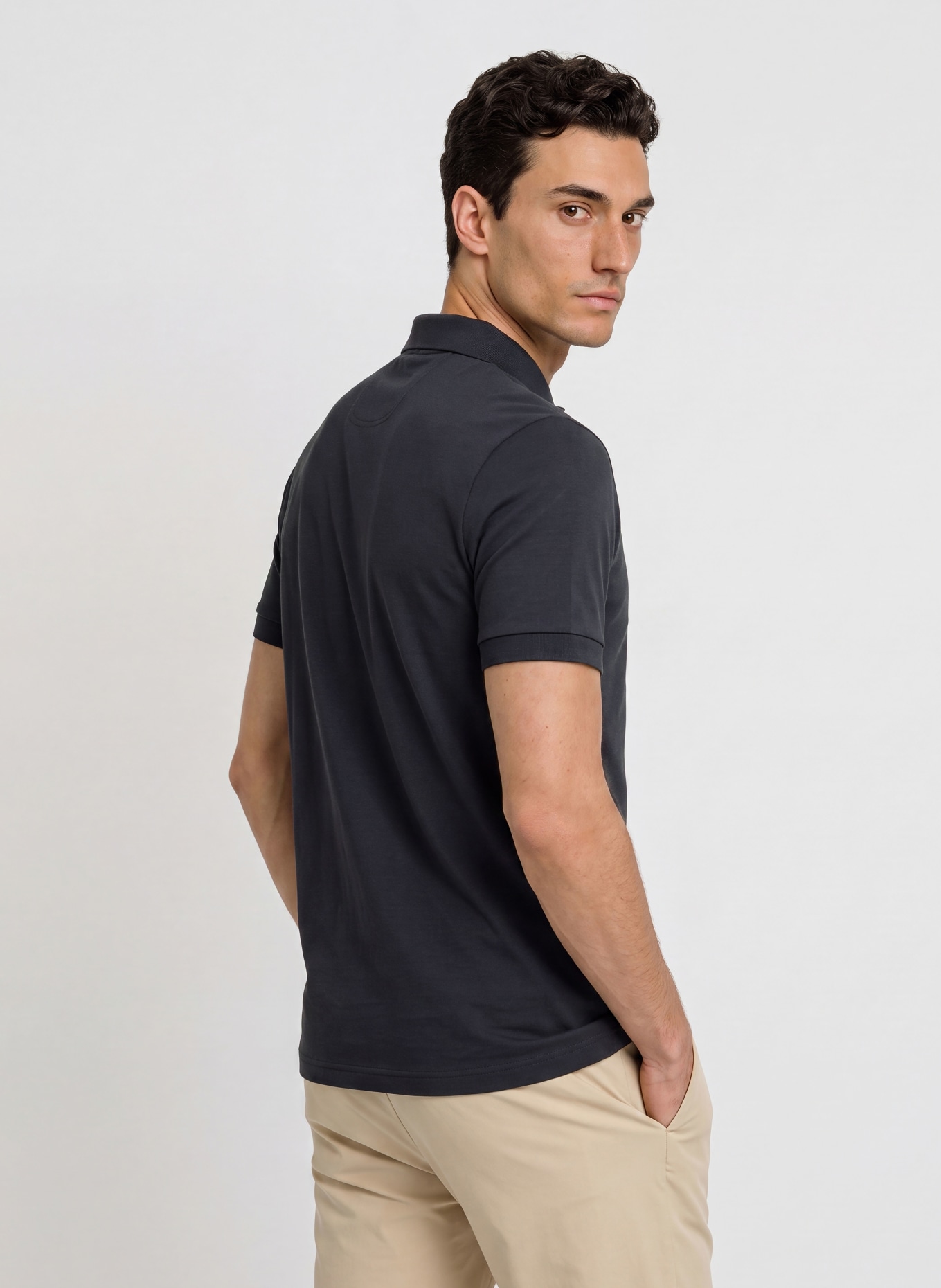 BOSS Tricou polo din jersey PIO: ALBASTRU ÎNCHIS