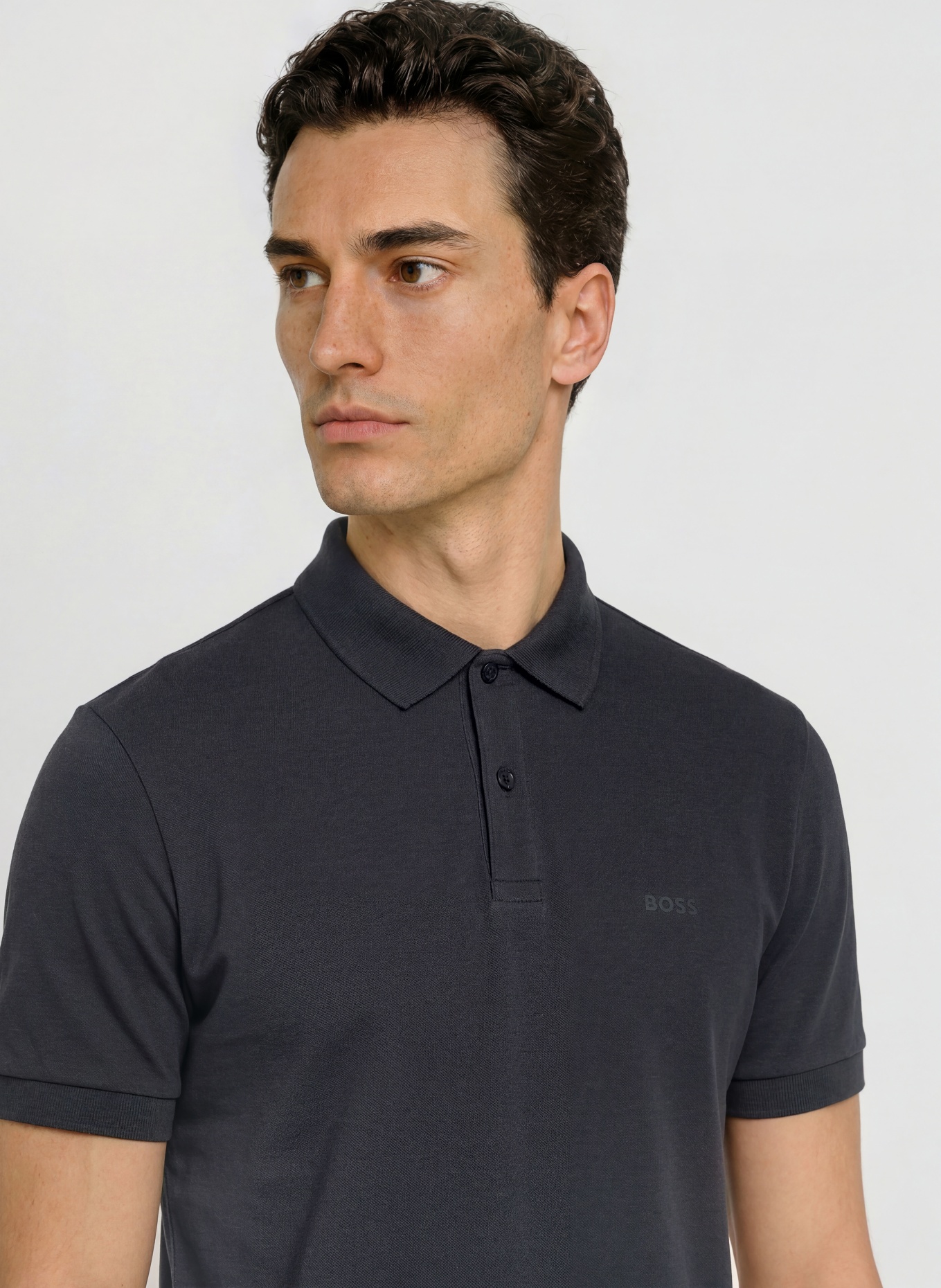 BOSS Tricou polo din jersey PIO: ALBASTRU ÎNCHIS