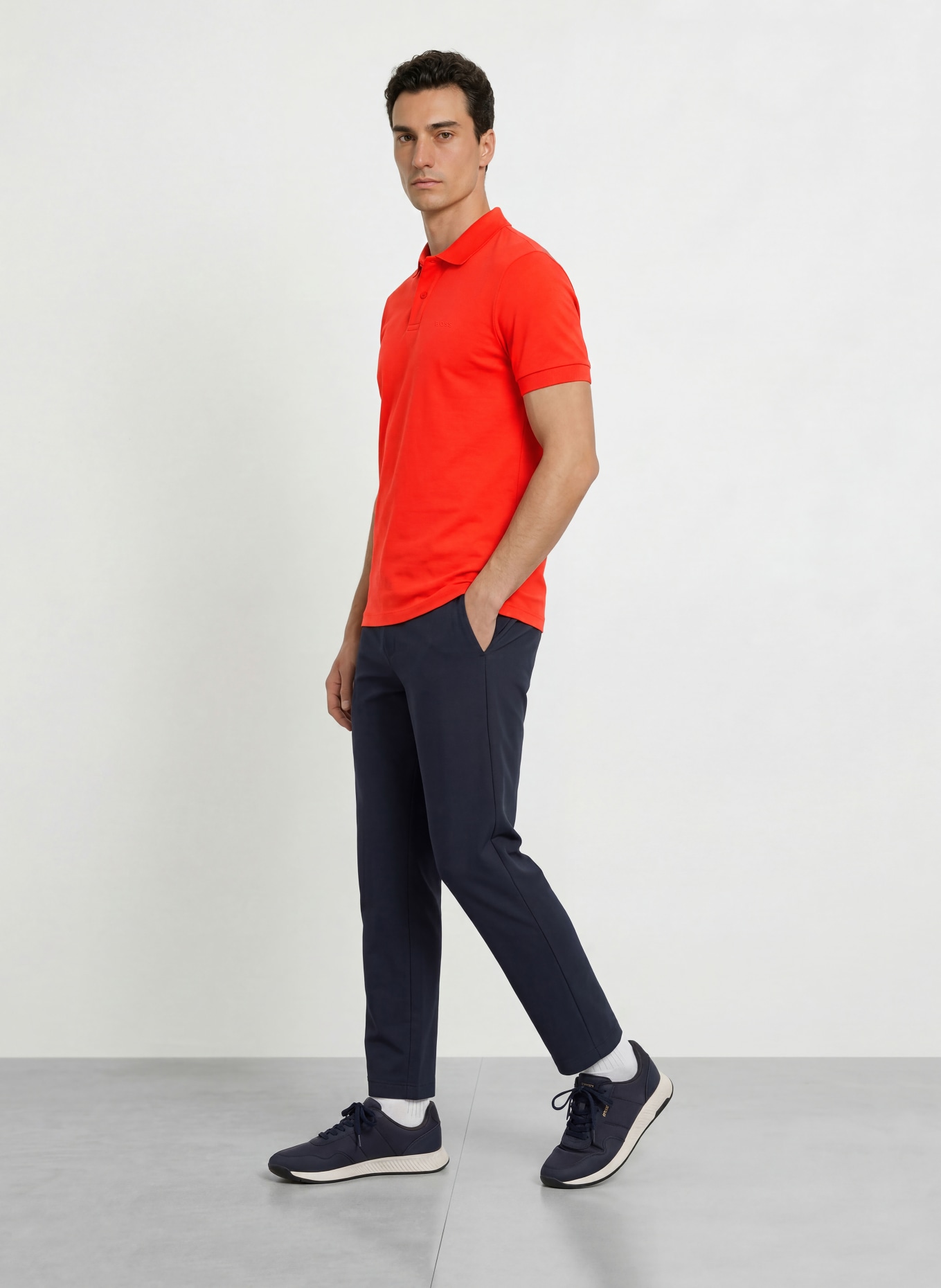 BOSS Tricou polo din jersey PIO: ROȘU DESCHIS