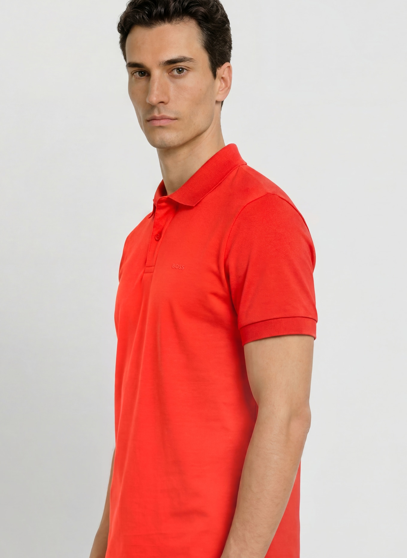 BOSS Tricou polo din jersey PIO: ROȘU DESCHIS