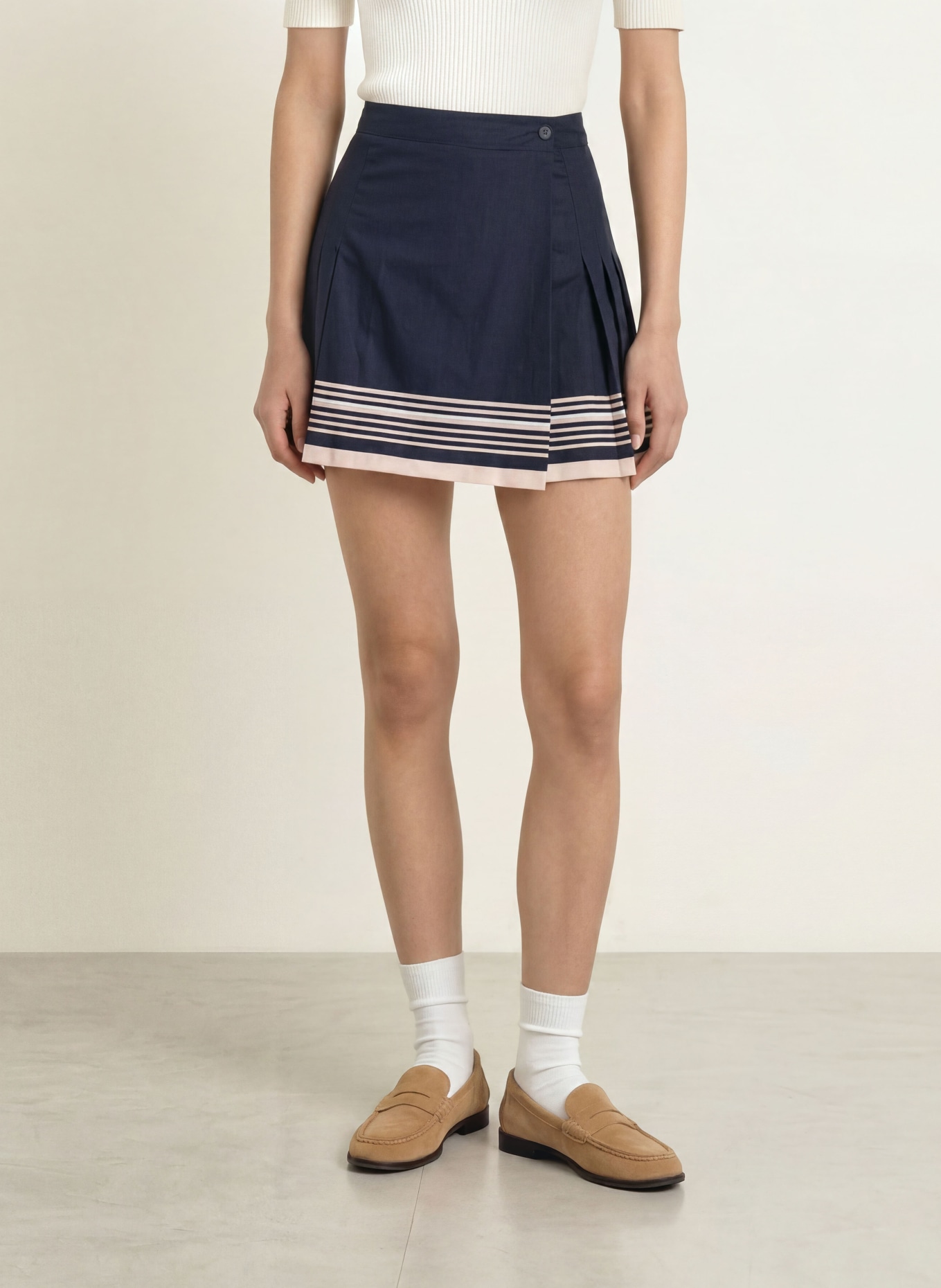 LACOSTE Wrap-nederdel: MØRKEBLÅ / CREME / HVID