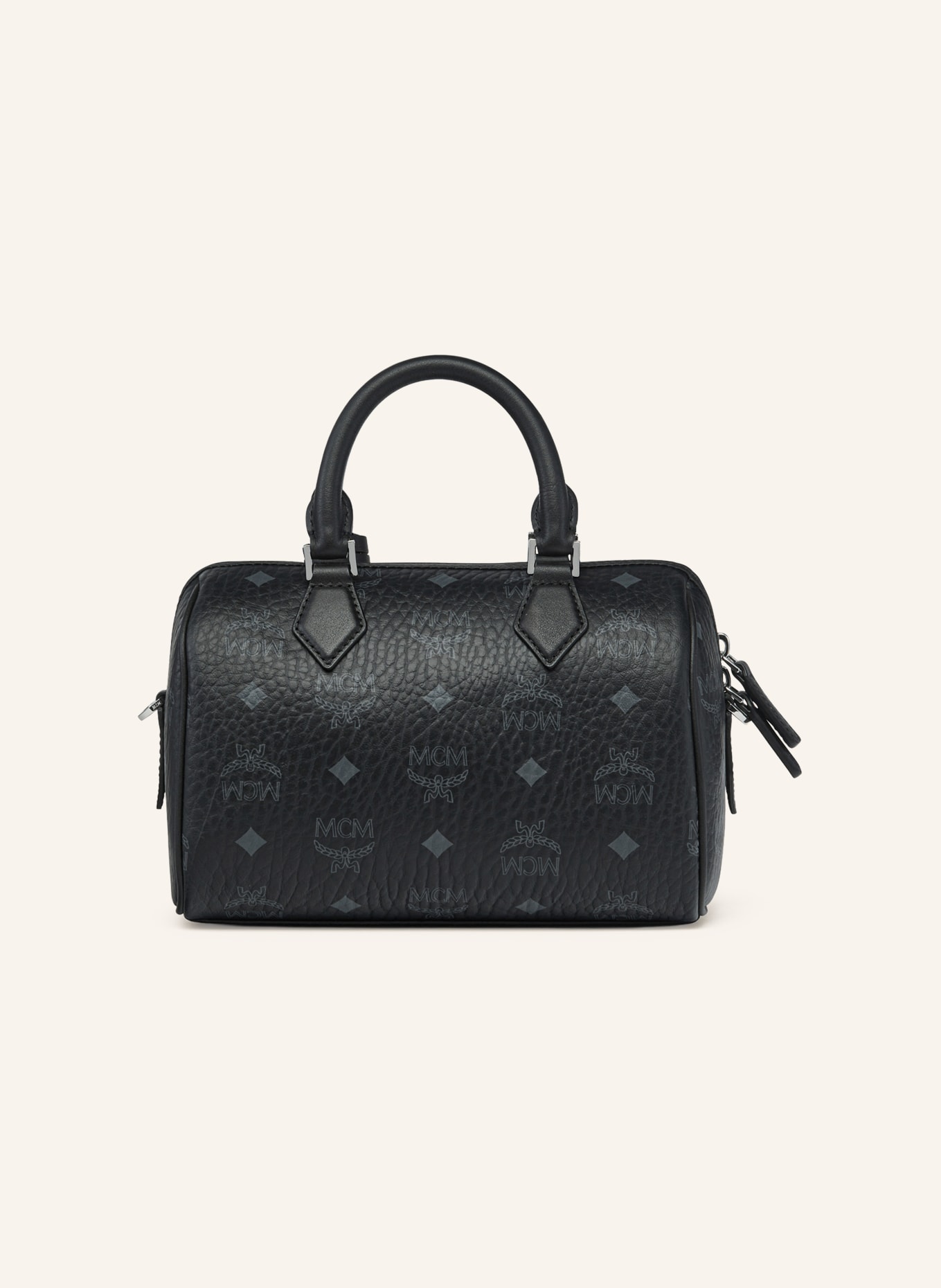 MCM ELLA BOSTON VISETOS handbag: BLACK / SILVER / LIGHT GRAY