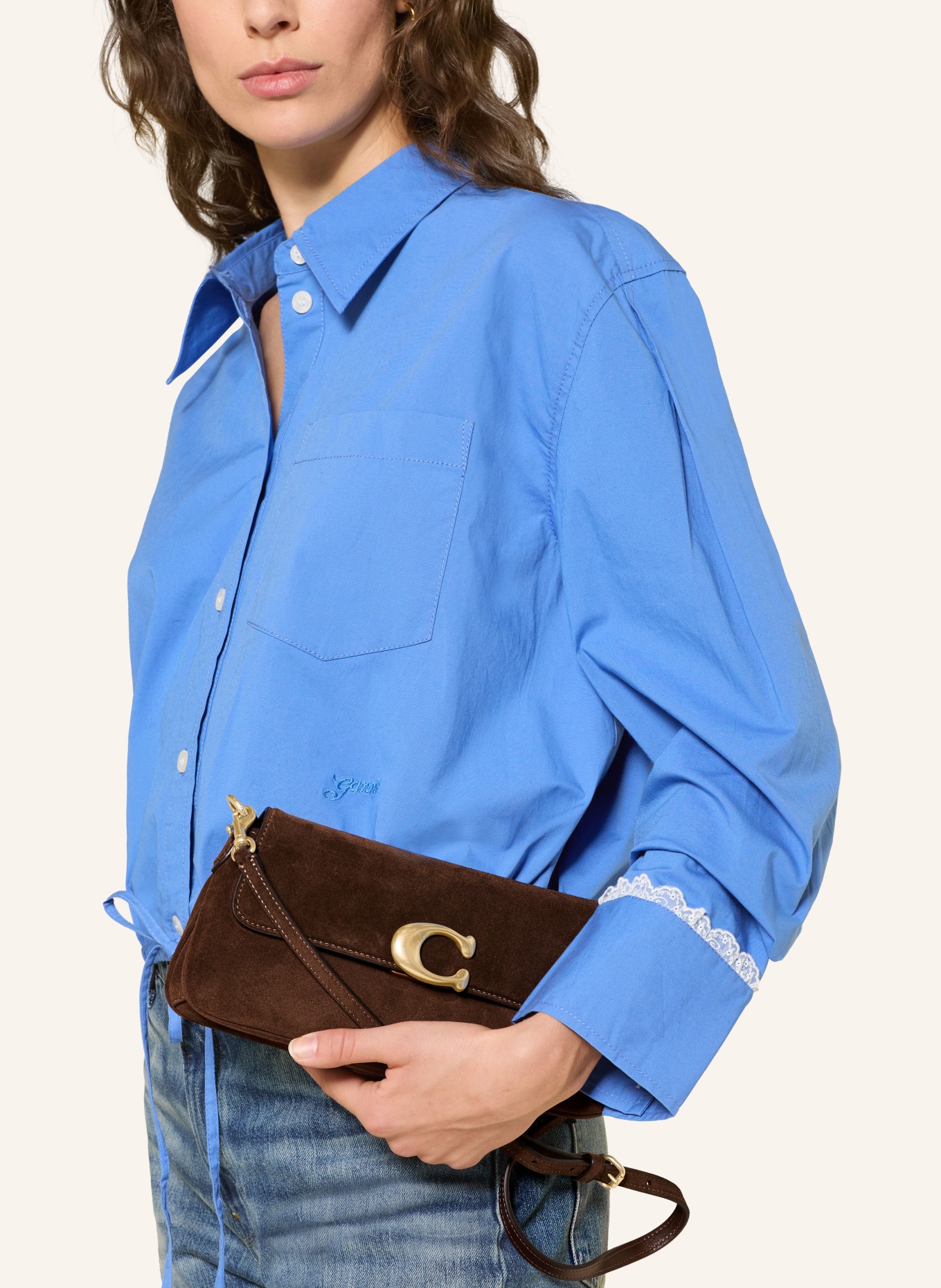 COACH Schoudertas JET: MARRON FONCÉ / GOUD
