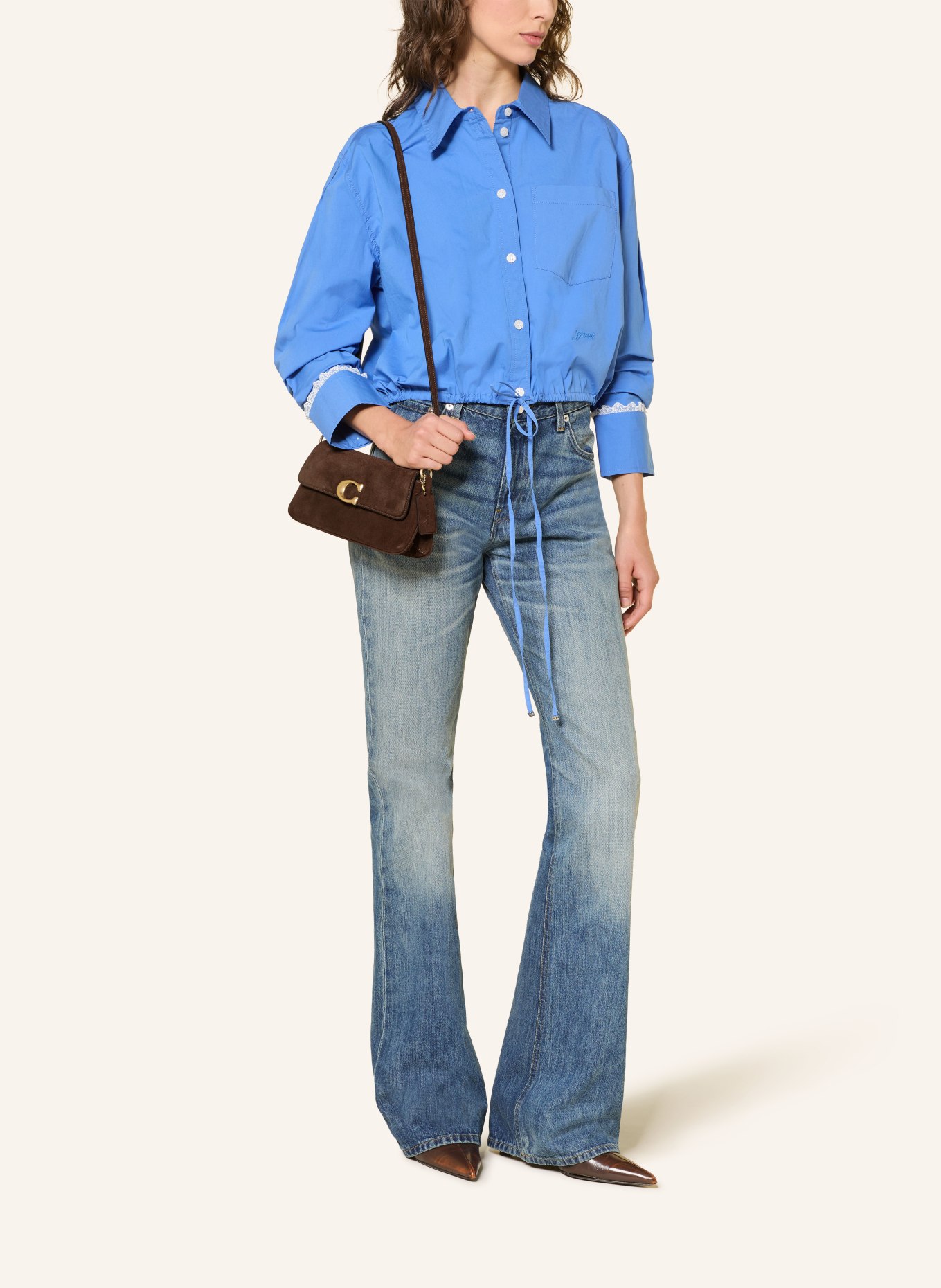 COACH Schoudertas JET: MARRON FONCÉ / GOUD