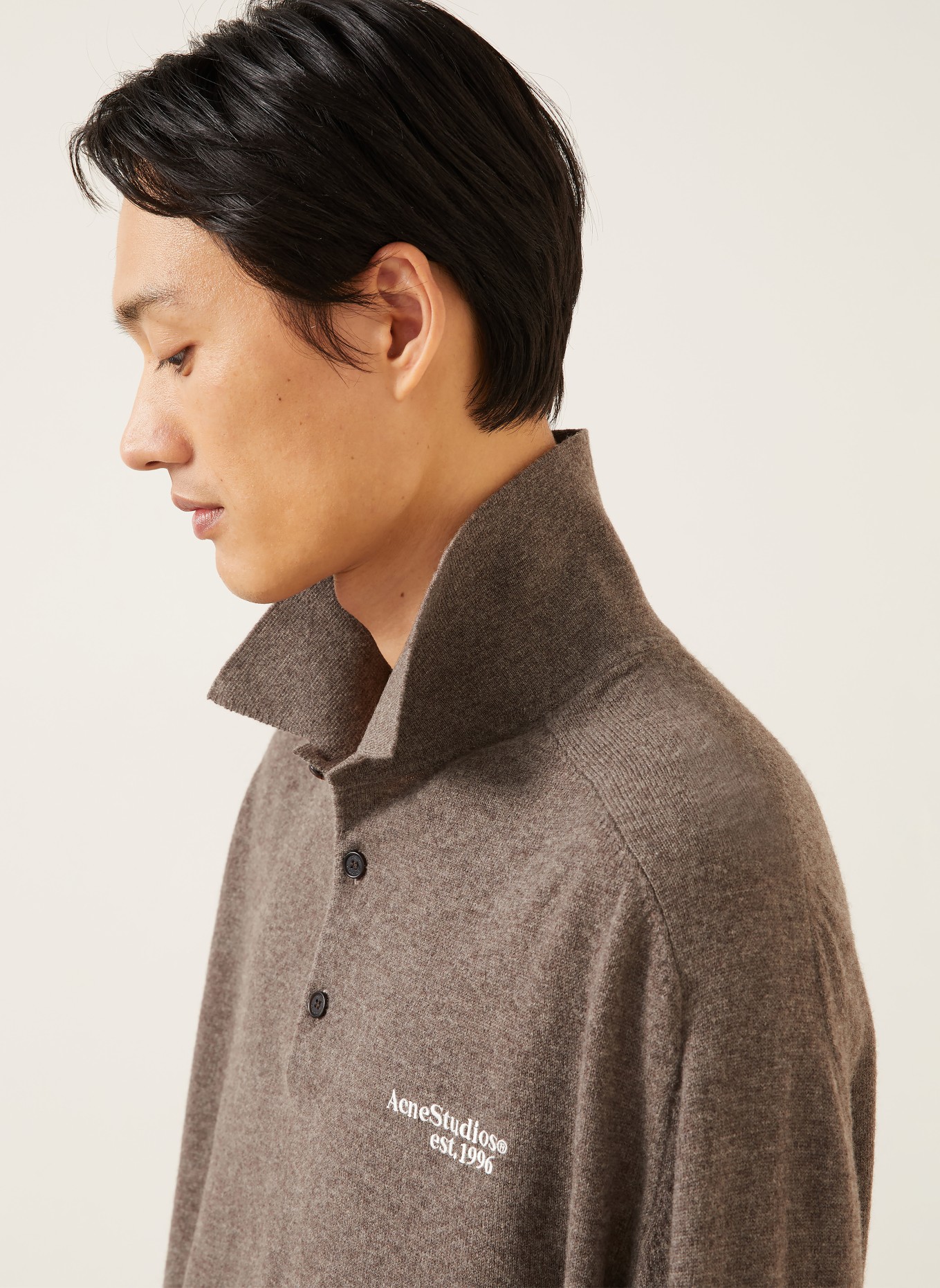 Acne Studios Tricou polo din tricot: TAUPE